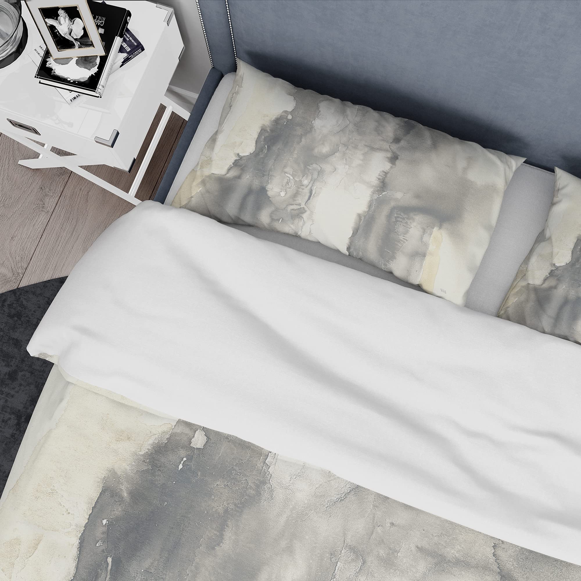 Modern Grey Abstract Duvet Cover Set King - 3Pc All-Season Bedding for Contemporary Bedrooms
