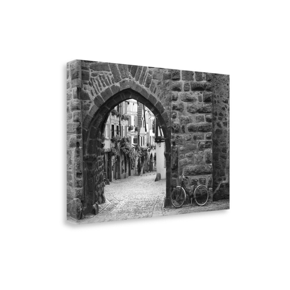 Monte Nagler Riquewihr Bicycle Fine Art Giclee Print on Gallery Wrap Canvas - Ready to Hang Wall Decor for Living Room, Bedroom & Office