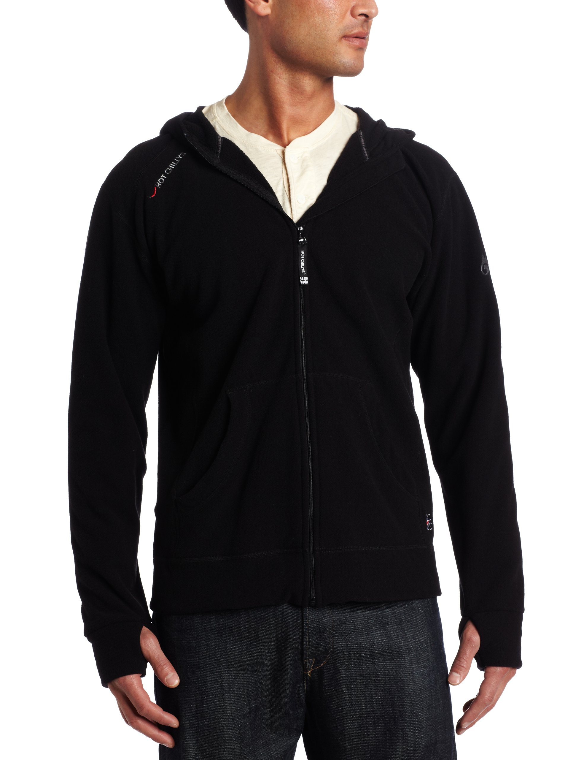 Hot Chillys Men's Baja Fleece Full Zip Hoodie - Soft & Warm Winter Jacket for Outdoor Activities, Camping, Hiking - Water-Resistant & Breathable Fleece Pullover