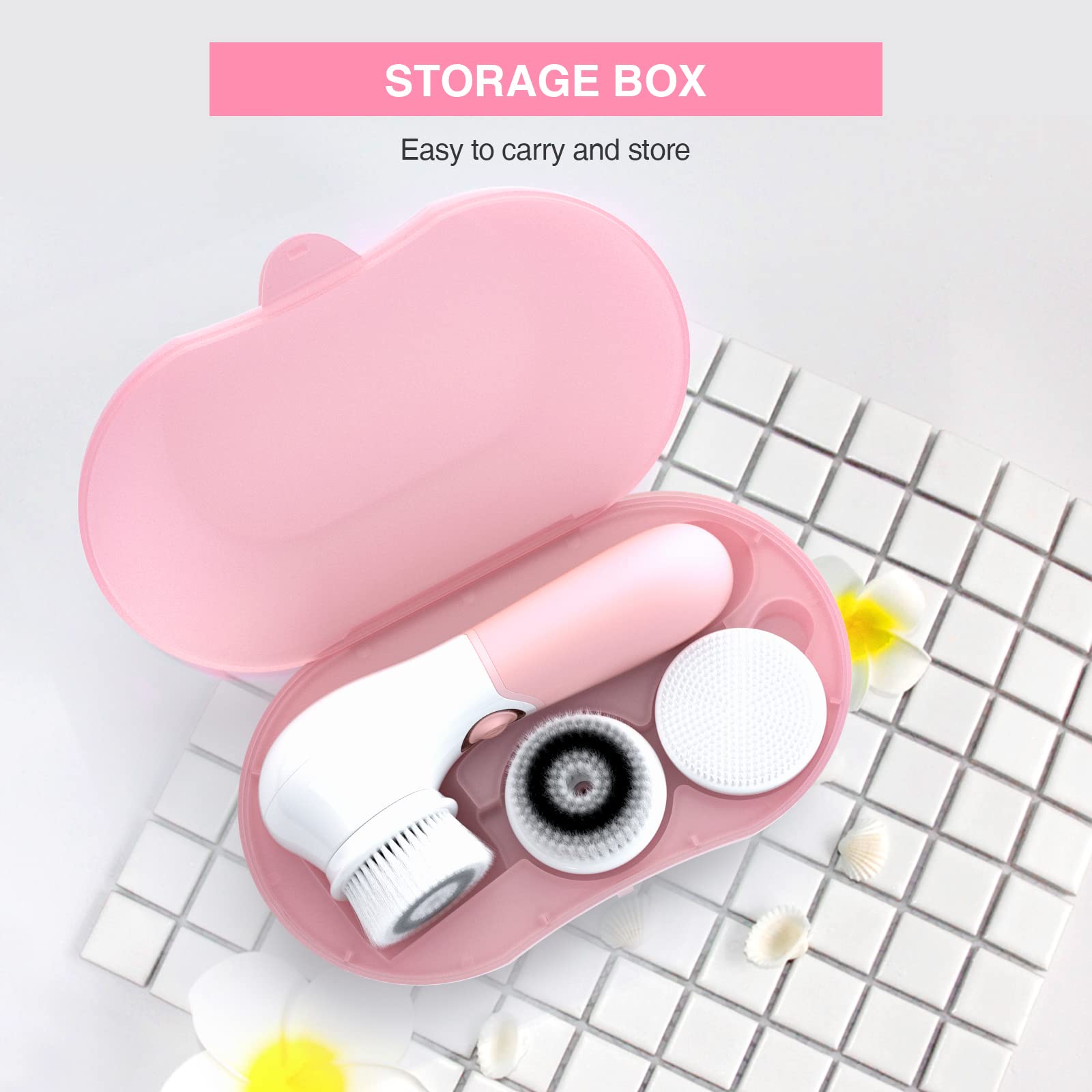 Electric Face Cleansing Brush with 3 Heads - Deep Clean & Exfoliate for Glowing Skin