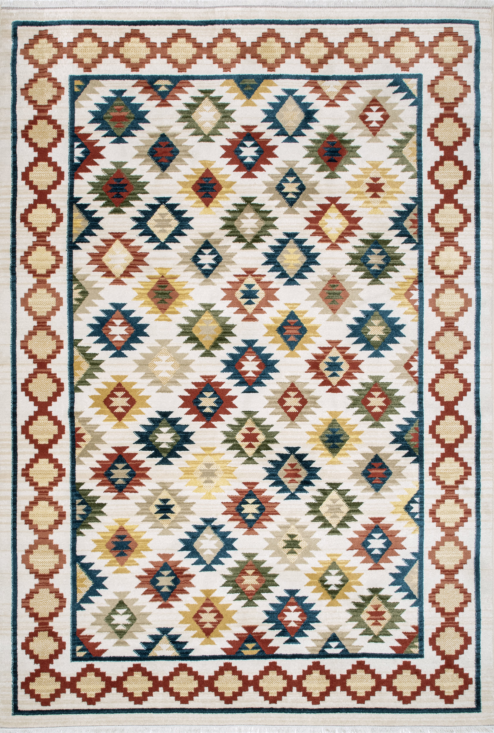 Boho Aztec Trellis Rug - Colorful Southwestern Style Area Rug for Living Room, Bedroom, or Dorm Decor