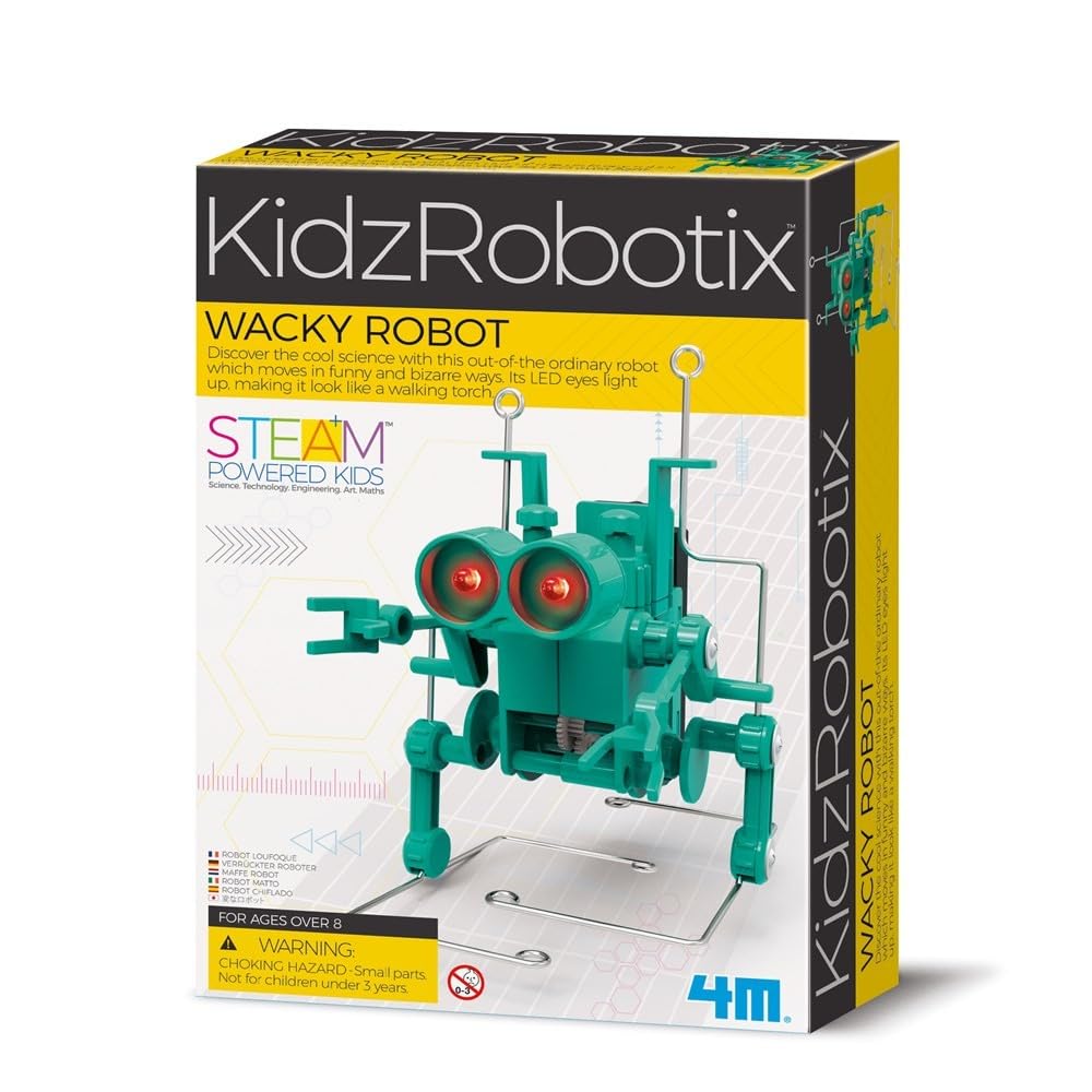4M Kidz Robotix-Wacky Walking Robot Kit - STEM Science Toy for Kids Ages 8+ | Build Your Own Robot, Learn Robotics & Engineering | Perfect for School Projects, Birthday Gifts & STEM Learning Activities