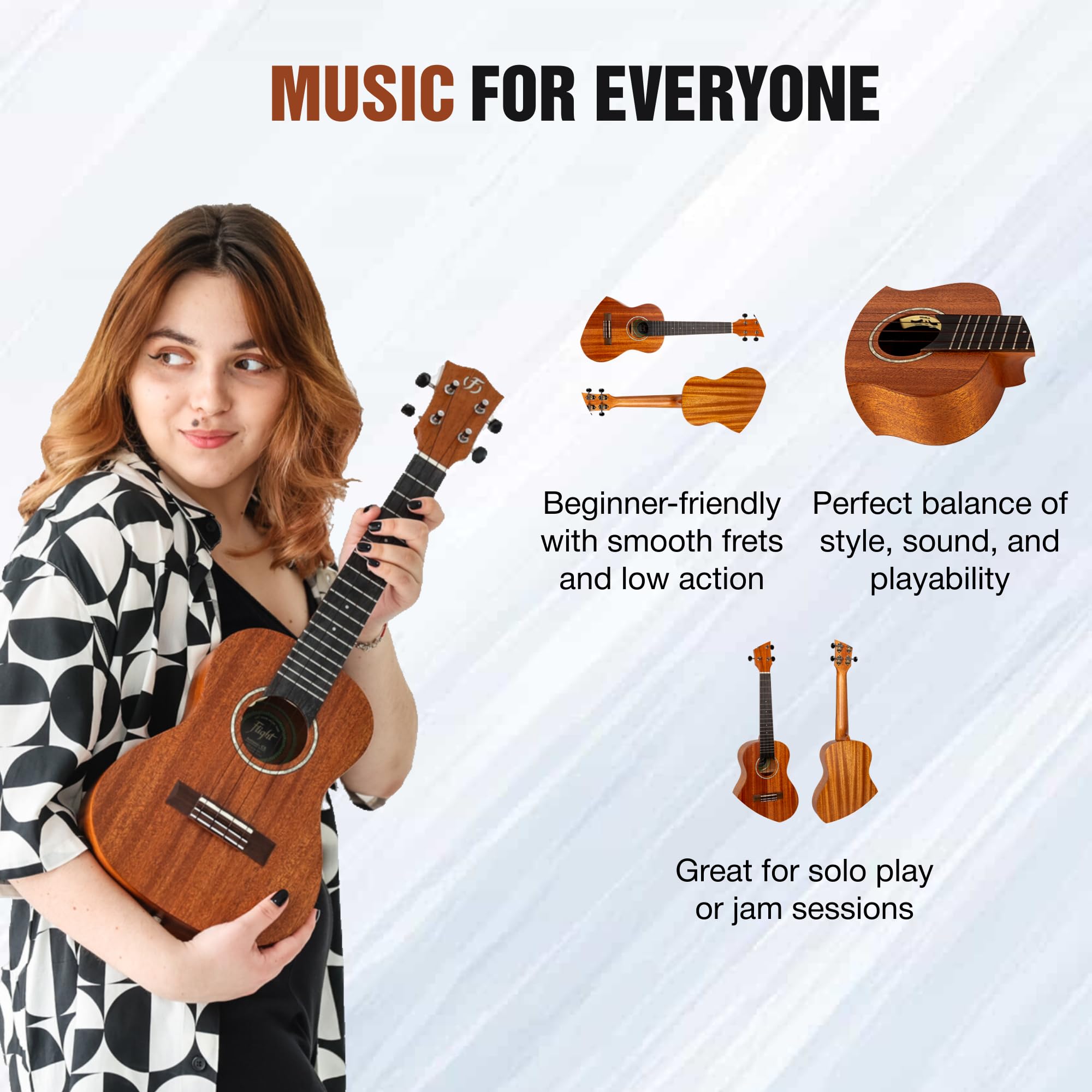 Flight Princess Series 4-String Concert Ukulele (Antonia C) - Perfect for Beginners, Travel & Beach Music - Ideal for Gifts, Performances & Music Lovers