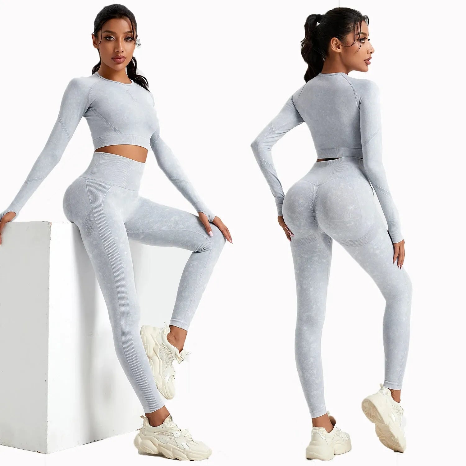 Women's Autumn Wash Skinny Stretch Sport Pants Set - Comfortable Activewear for Yoga, Running & Gym Workouts