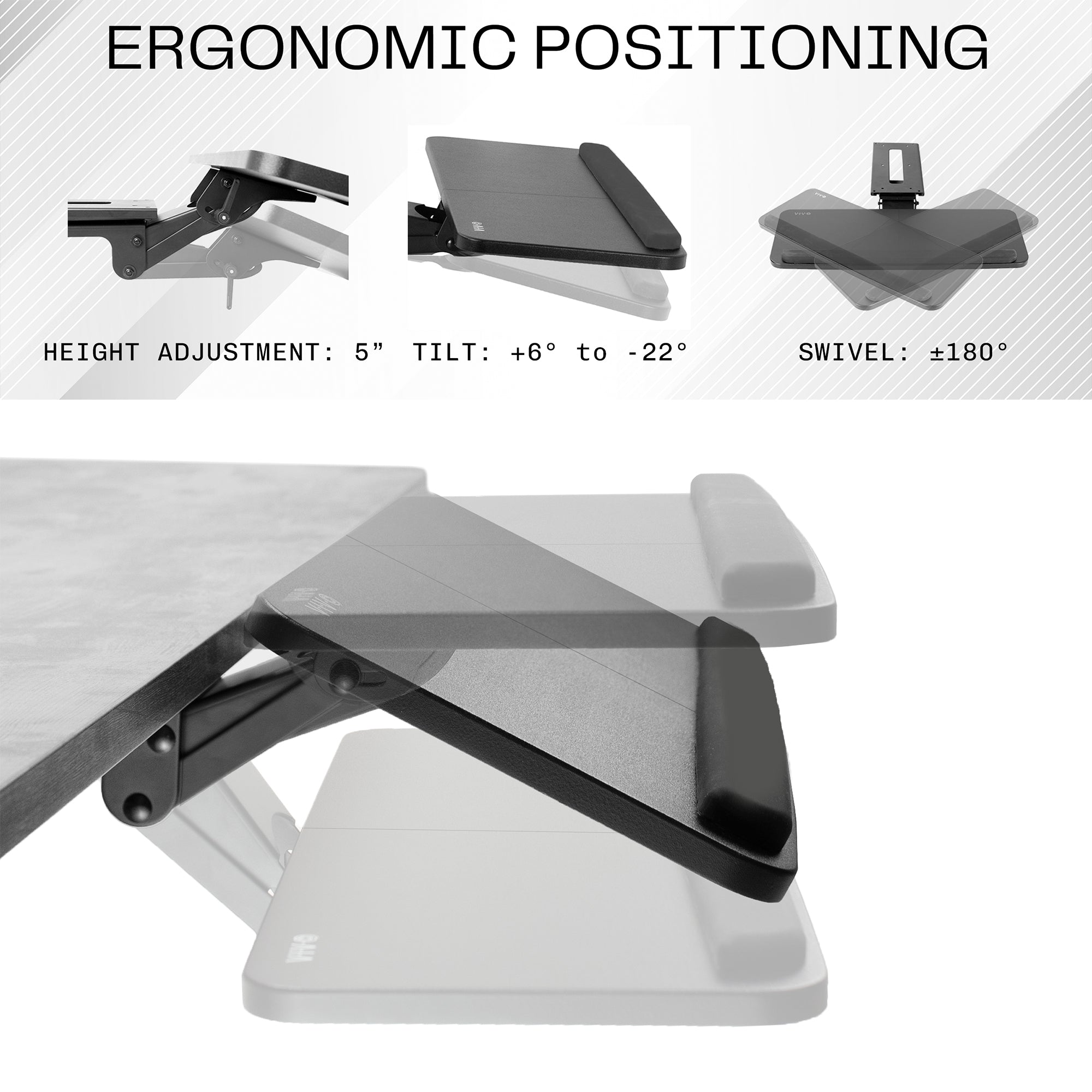 Ergonomic Under Desk Keyboard Tray - Adjustable Slide-Out Computer Keyboard Stand for Office & Home Workspace - Perfect for Typing Comfort and Space Saving