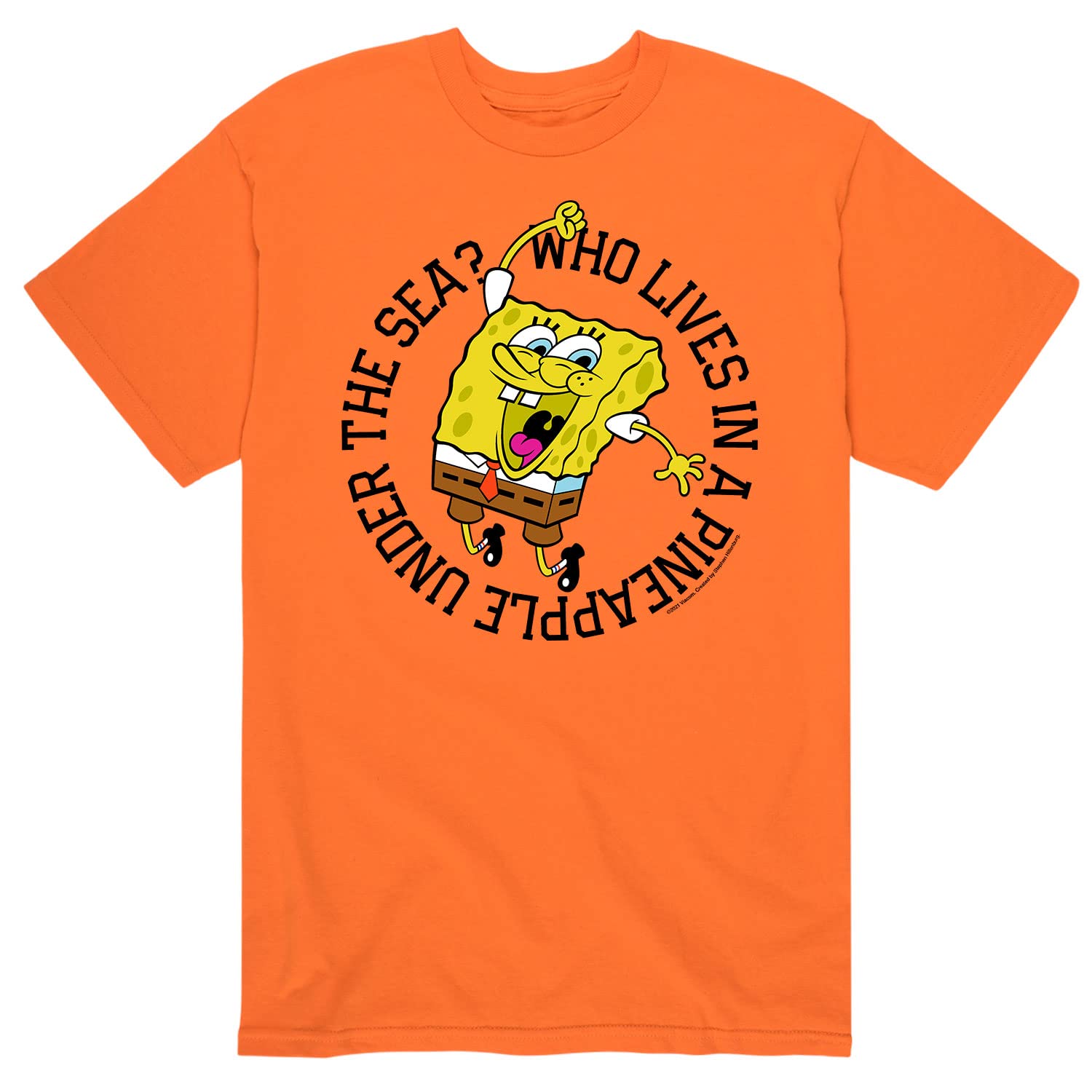 Spongebob Squarepants 'Who Lives in A Pineapple' Men's Graphic T-Shirt - Funny Cartoon Short Sleeve Tee for Casual Wear, Gifts & Pop Culture Fans