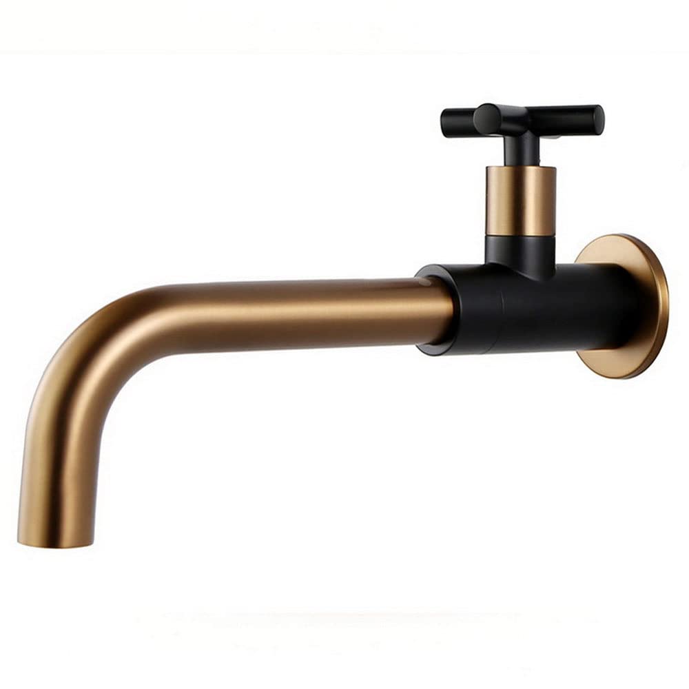 Wall Mount Kitchen Sink Faucet - Single Cold Water Basin Tap for Outdoor Garden, Mop Pool & Bathroom Use - Durable Stainless Steel Spout for Washing & Cleaning