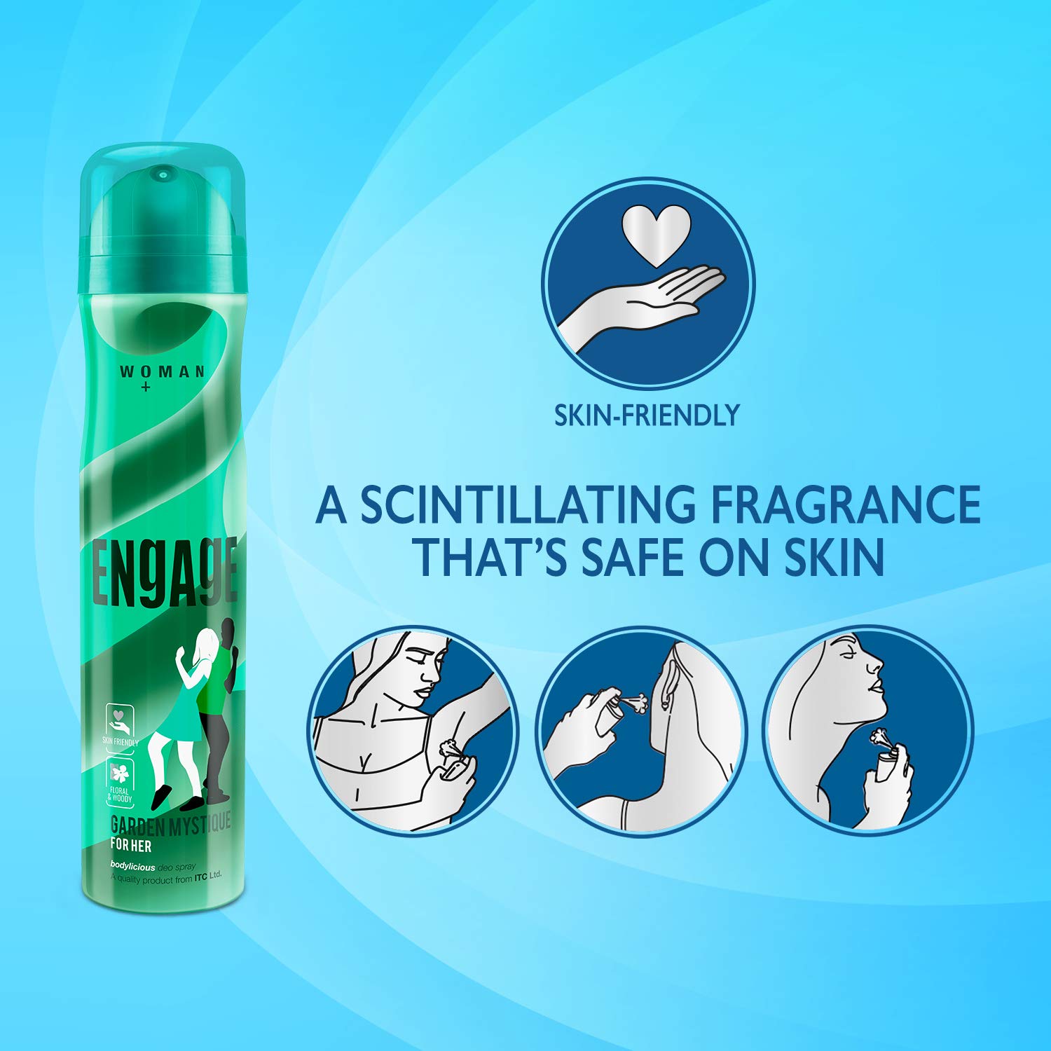 Engage W2 Perfume Spray for Women - Floral Fruity Fragrance, Hypoallergenic 120ml Eau de Parfum | Engage Garden Mystique Deodorant for Women - Spicy Woody Scent, Gentle 150ml Roll-On | Perfect for Daily Wear, Office & Special Occasions