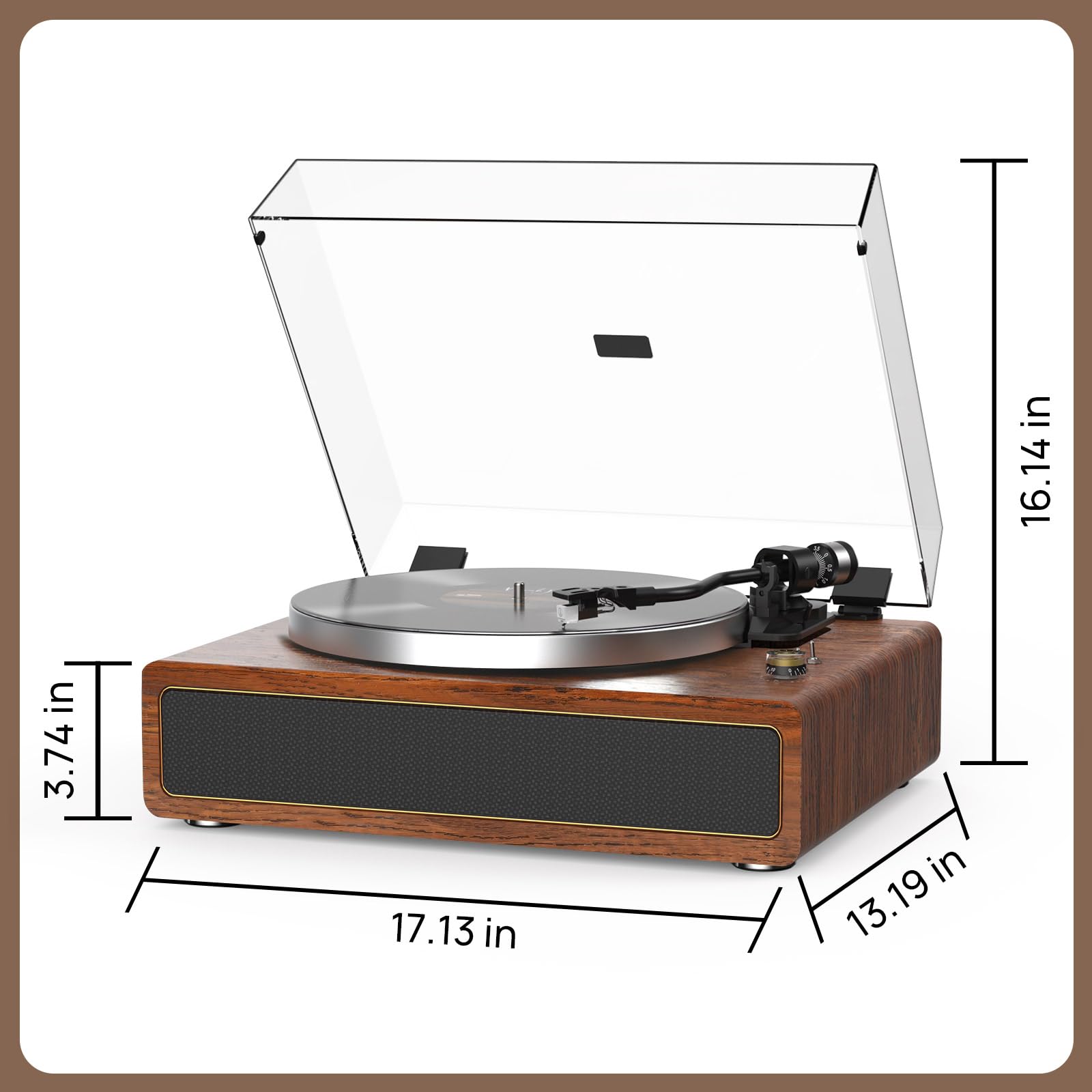 Wireless Bluetooth Turntable with Built-in Speakers - Belt Drive Vinyl Record Player with Auto Stop, 33/45 RPM Speed, RCA & AUX Output - Perfect for Home Entertainment & Vinyl Enthusiasts