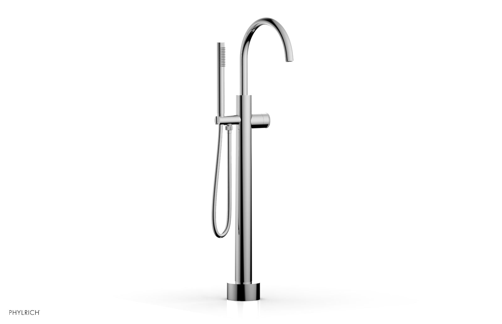 BASIC II Low Floor Mount Tub Filler with Knurled Handle and Hand Shower - Model 230 44 03 - Perfect for Modern Bathrooms and Spa-Like Showers