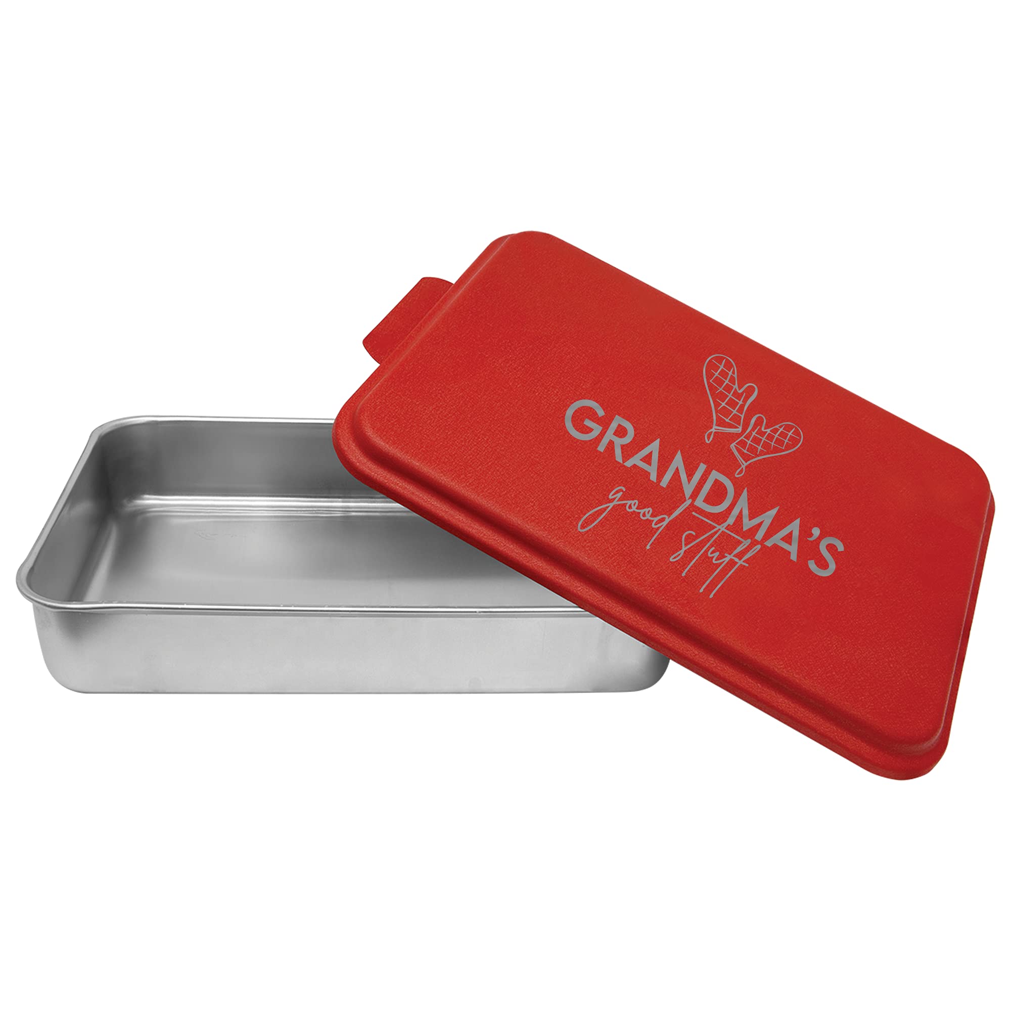 Personalized 9x13 Baking Dish with Laser Engraved Oven Mitts Design - Red - Perfect for Holiday Baking, Wedding Gifts & Kitchen Decor
