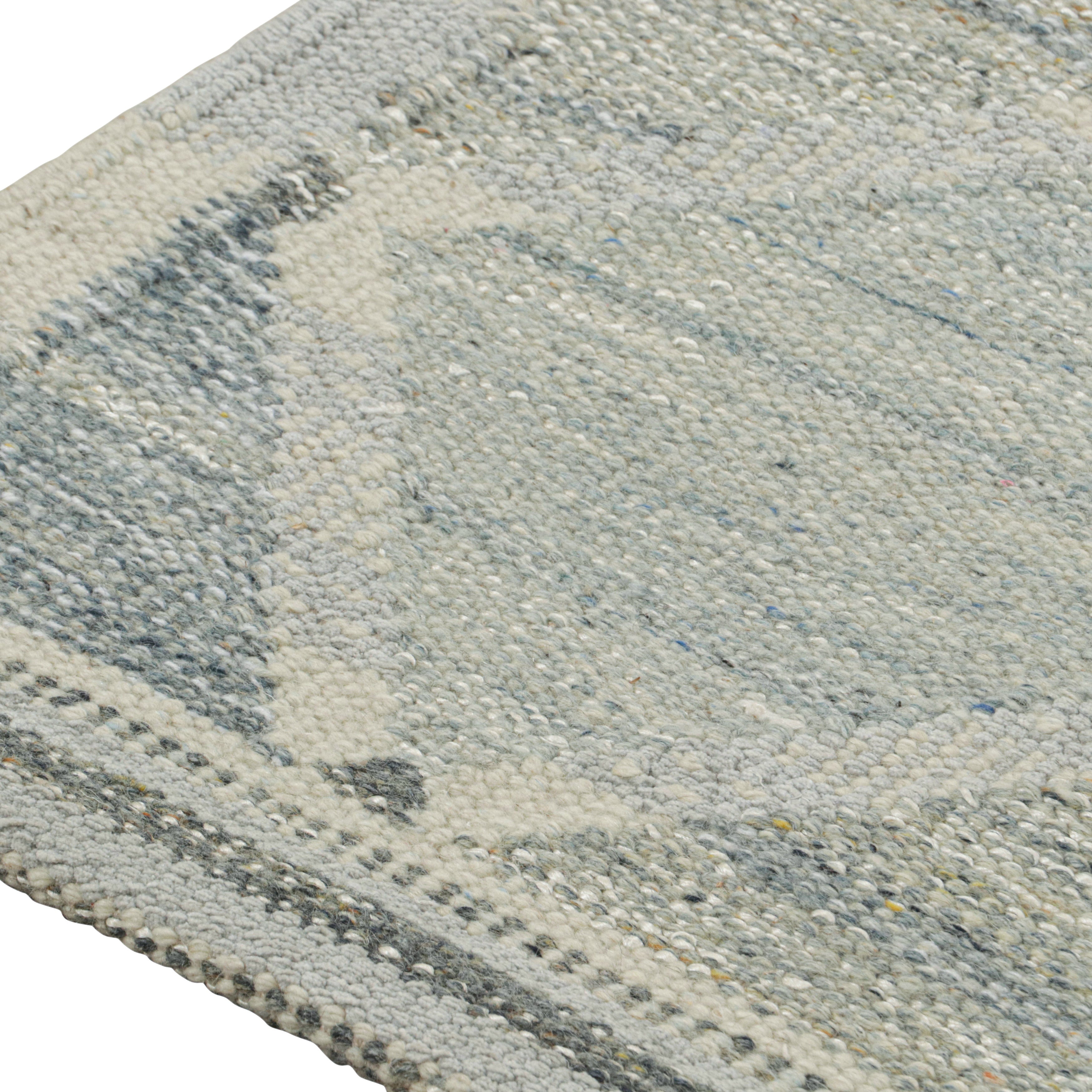 Blue Swedish Flatweave Wool Rug 3'2 x 6' - Handmade Scandinavian Design for Living Room, Bedroom & Office Decor