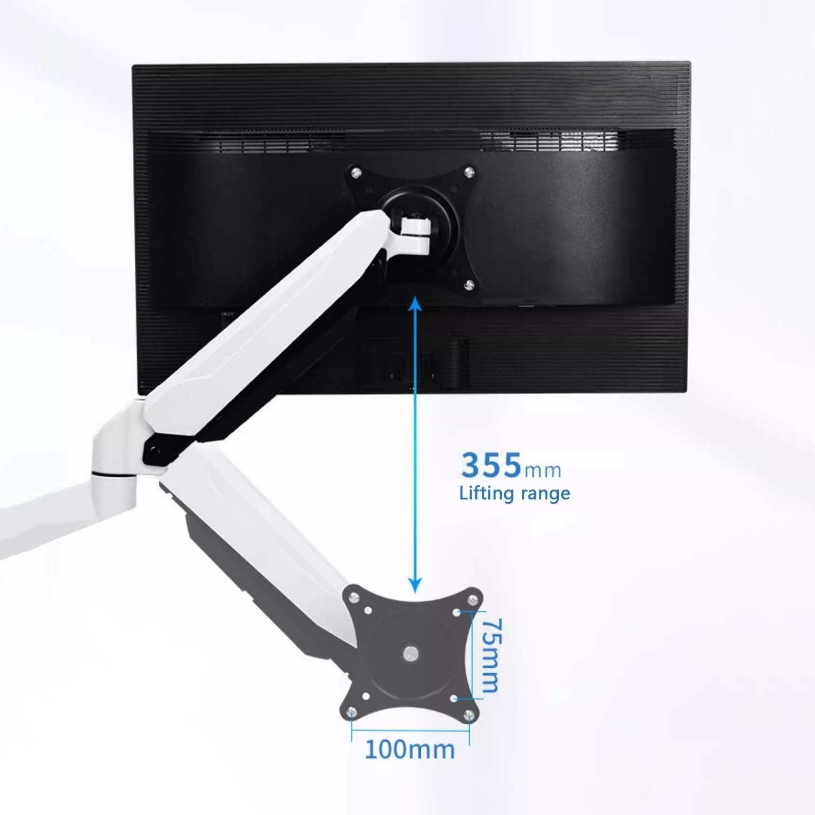 Adjustable Gas Spring Single Monitor Arm Stand for 15-32 Inch Screens (4.4-17.6 lbs) - Ergonomic VESA Mount with Grommet Base (300mm) - Perfect for Home Office, Gaming Setup & Workspace
