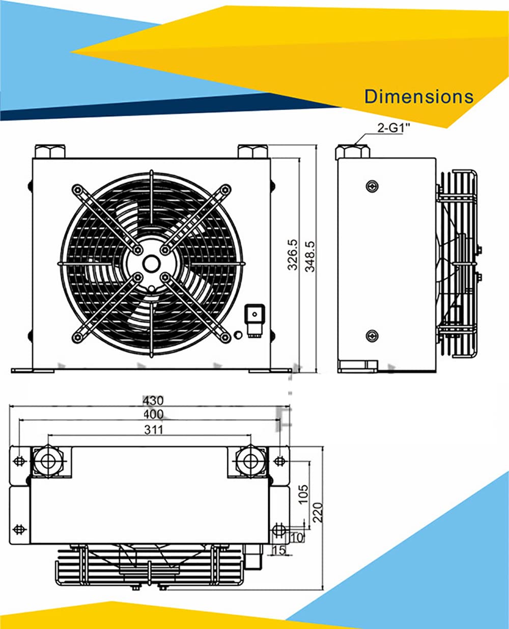 AF Series Hydraulic Aluminum Oil Cooler - 100L/MIN Air Cooled Oil Radiator with Plate-Fin Design, 110V AC (AH1012T-CA) | Ideal for Industrial Machinery, Construction Equipment & Hydraulic Systems Cooling