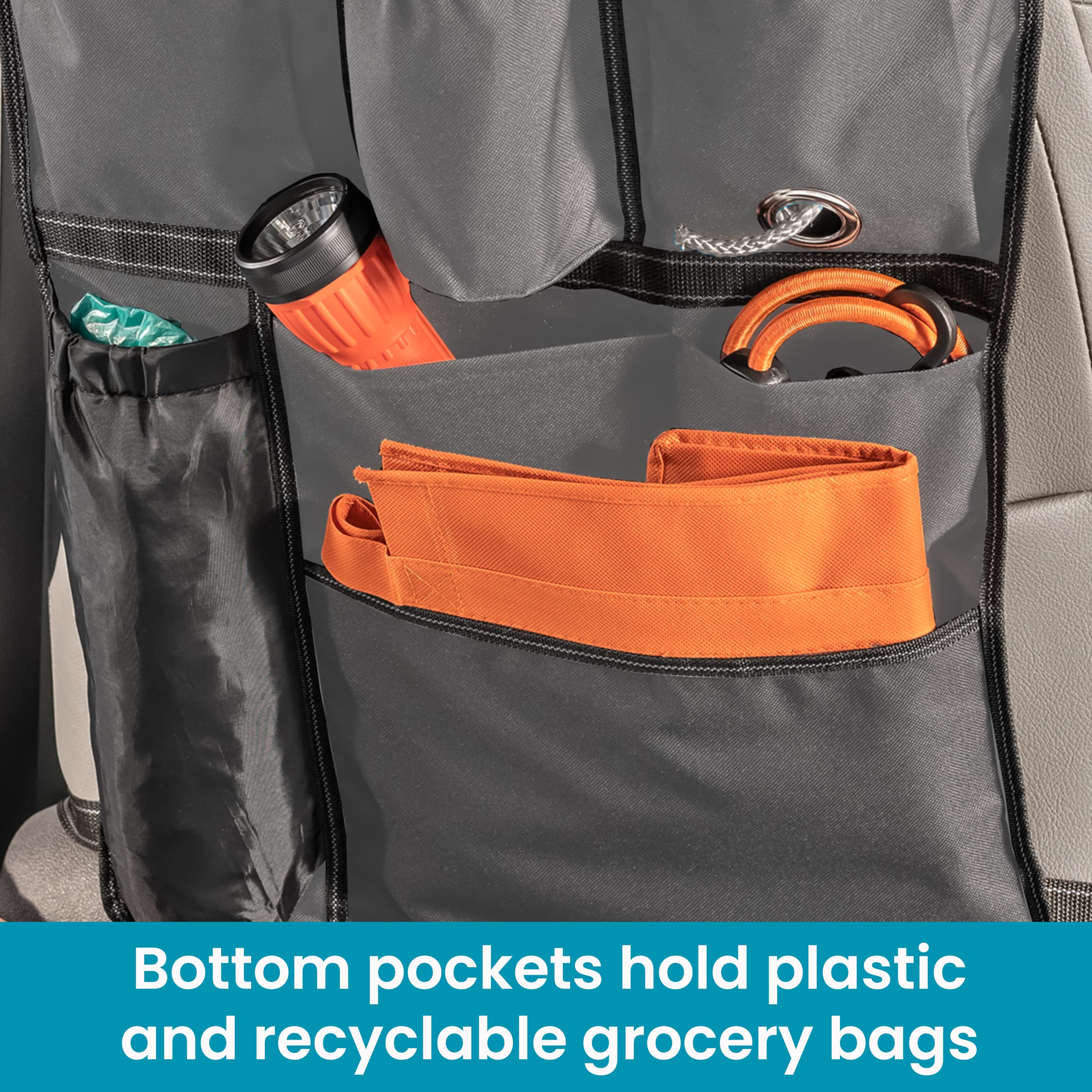 High Road BackPockets Seat Back Organizer - Car Seat Organizer with Storage Pockets & Bag Dispensers for SUV, Truck, Van - Perfect for Road Trips, Family Travel & Daily Commute