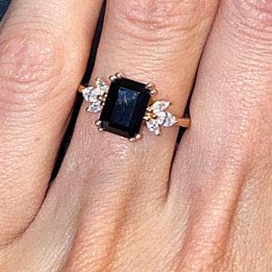 925 Sterling Silver Rose Gold Black Onyx Ring for Women - Elegant Gemstone Engagement & Promise Ring - Perfect for Weddings, Anniversaries, and Valentine's Day Gifts