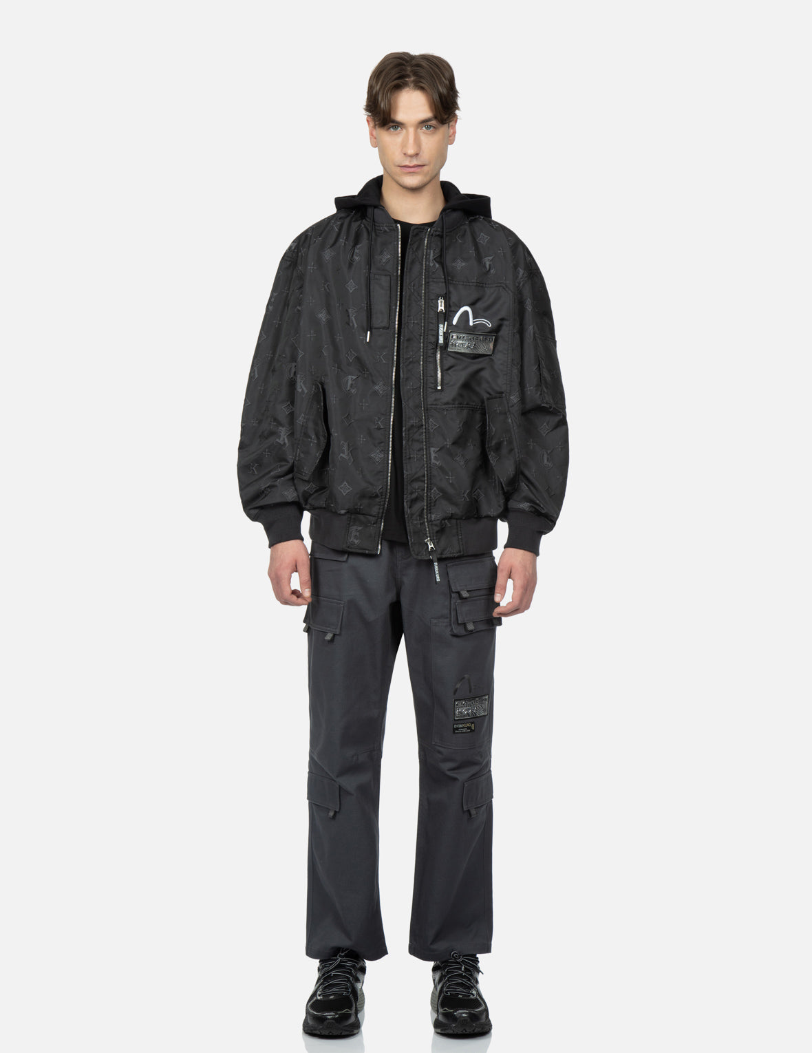 Stylish Monogram Jacquard Bomber Jacket for Men & Women - Lightweight Vintage-Inspired Outerwear for Casual Wear, Street Style & Fall Fashion