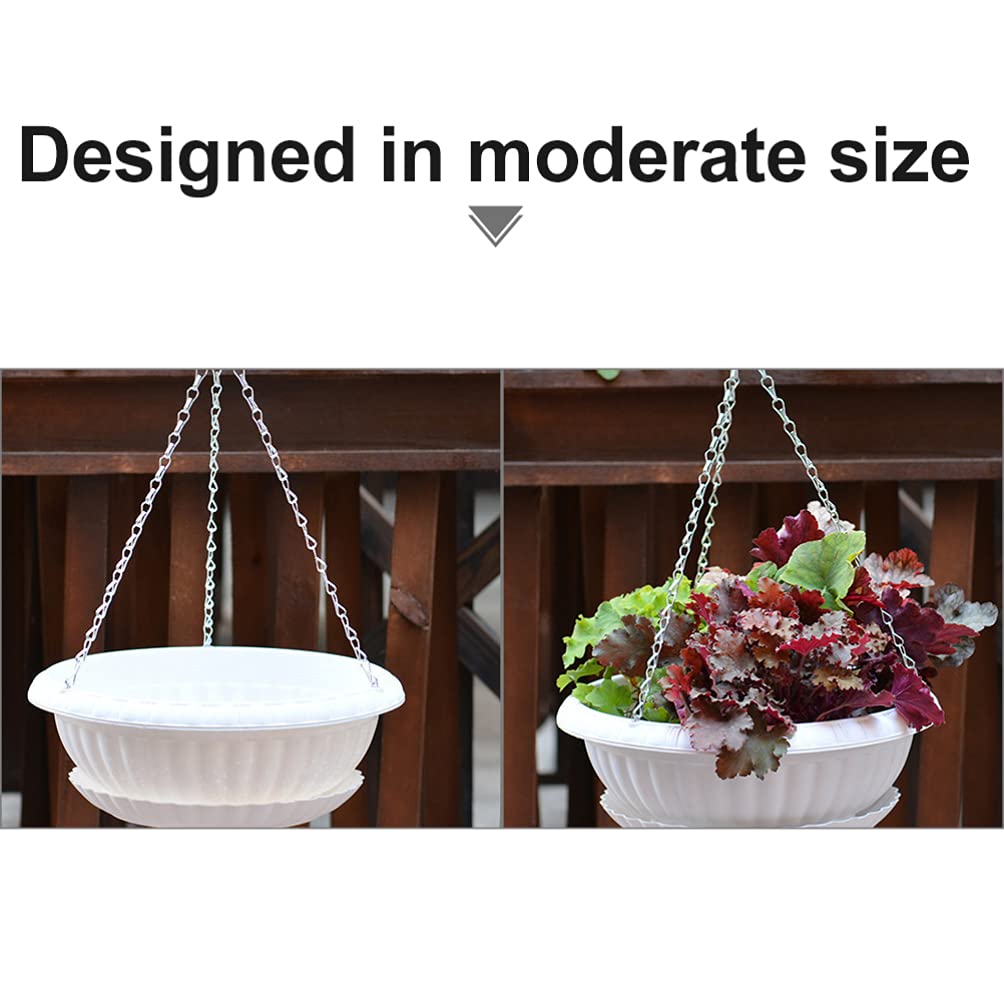 2-Pack Cabilock Hanging Flower Pots with Trays - Wall Mounted Planters for Indoor & Outdoor Decor, Balcony, Garden, and Patio Hanging Planter Set