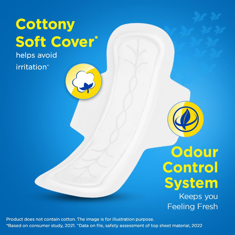 Stayfree Secure Extra Large Cottony Soft Cover Sanitary Pads with Wings for Women - 40 Count | Ultra Absorbent for Heavy Flow | Day & Night Protection for Active Lifestyles