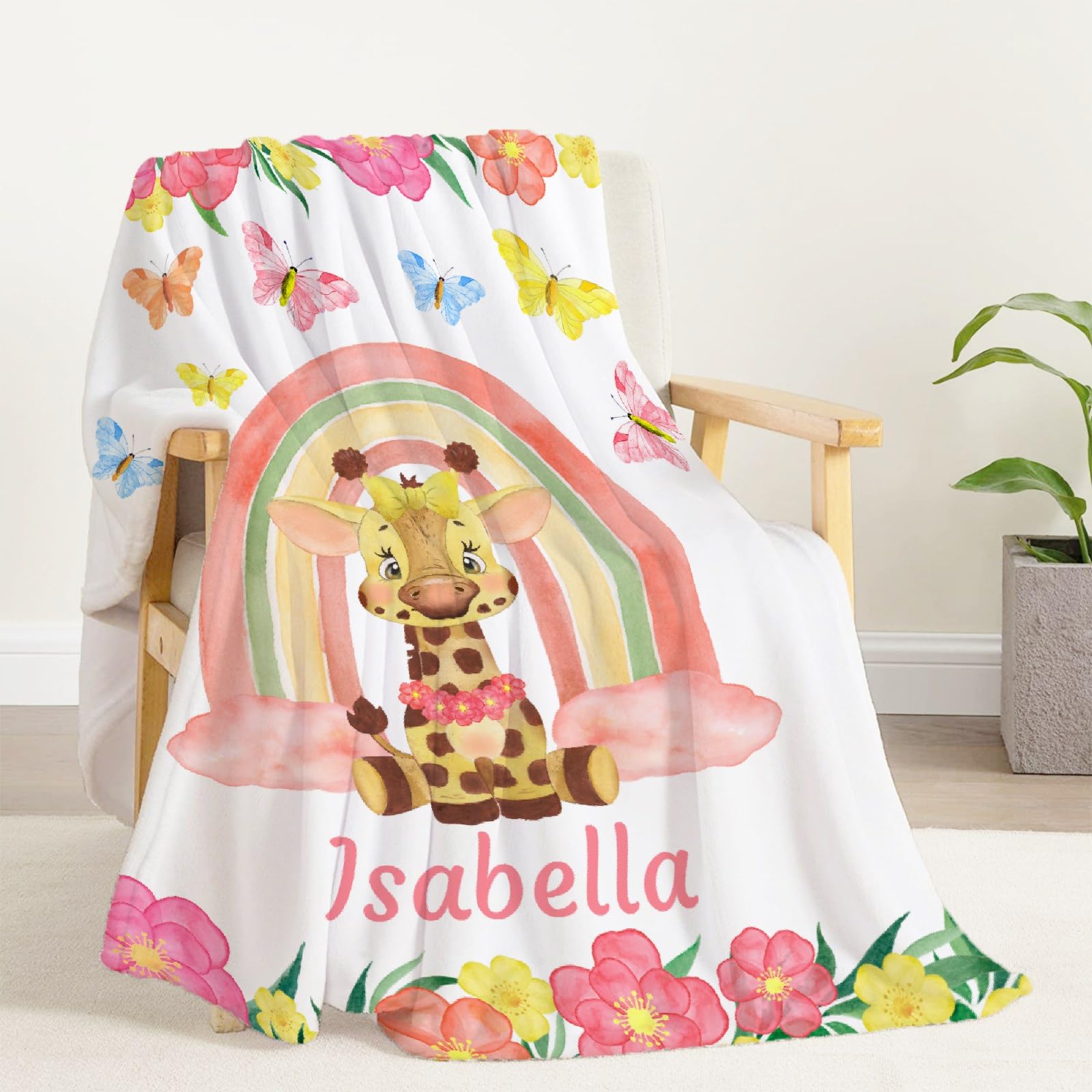 Personalized Baby Blankets for Girls & Boys - Custom Name Embroidered Fleece Blanket - Soft Cozy Deer Print Throw for Newborns - Perfect Baby Shower Gift & Nursery Essential (XL Size) - Great for Cuddling, Swaddling & Family Photo Props