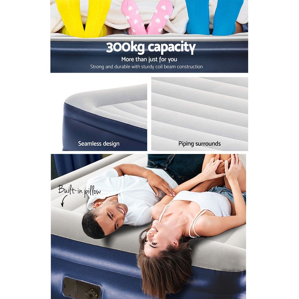 Inflatable King Air Mattress with Built-in Pump - Portable Airbed for Camping, Travel & Guest Sleeping - Quick Inflation & Comfortable Sleep Solution