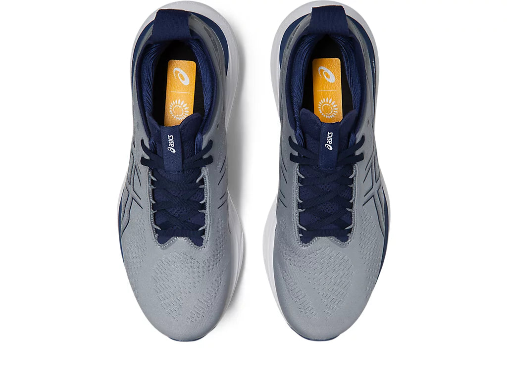 Asics Men's GEL-NIMBUS 25 Running Shoes - Sheet Rock/Indigo Blue - Premium Cushioned Road Running Sneakers for Men - Perfect for Long Distance Running, Jogging & Gym Workouts