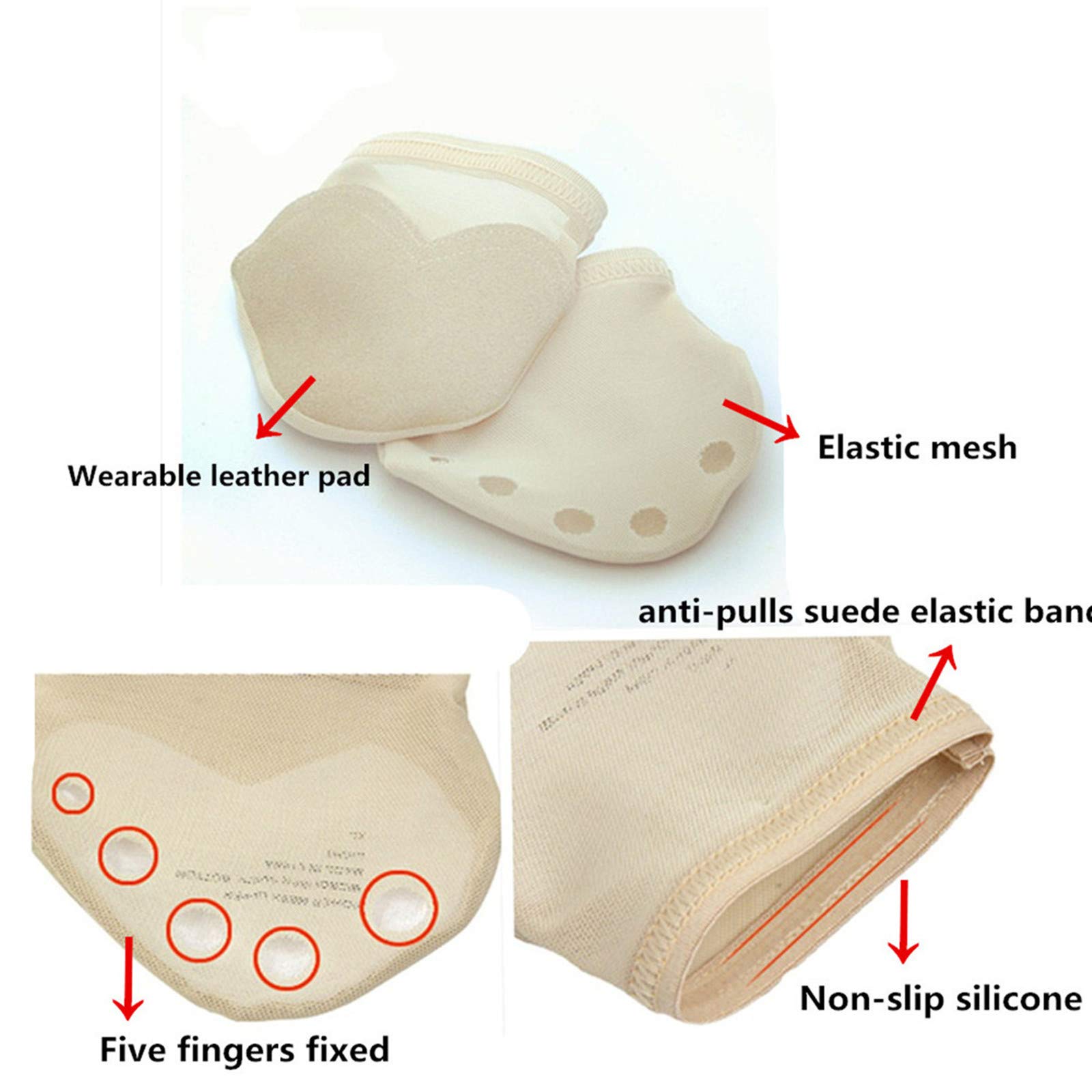 MIKIBANA Professional Ballet Dance Toe Pads - Modern 5-Hole Half Sole Lyrical Dance Shoes for Ballerinas & Belly Dancers - Perfect for Practice, Performances & Dance Classes