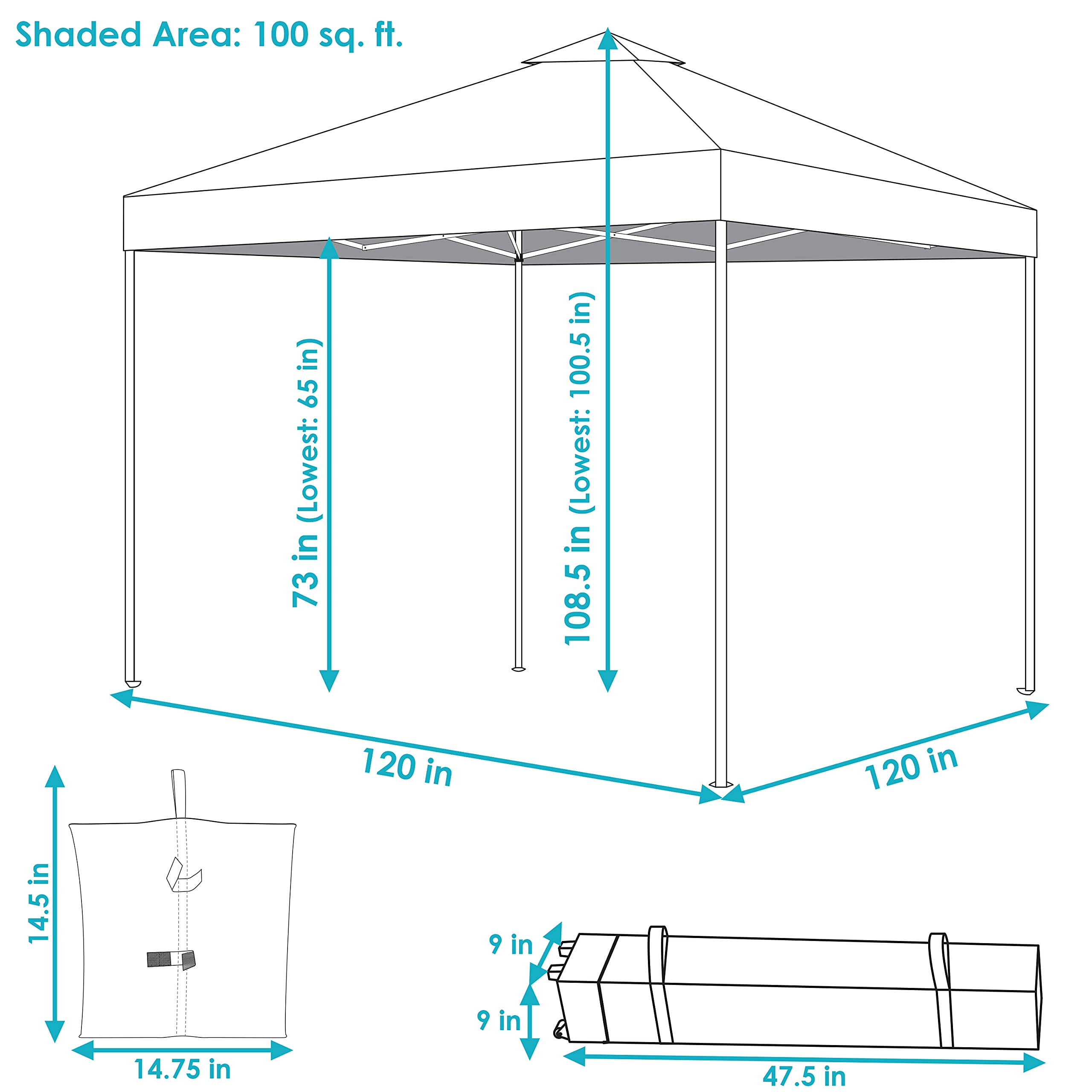 Sunnydaze 10x10 Foot Premium Pop-Up Canopy Tent with Rolling Carry Bag & Sandbags - Straight Leg Folding Shade Shelter - Red - Perfect for Outdoor Events, Beach, Camping, Picnics, and Backyard Parties