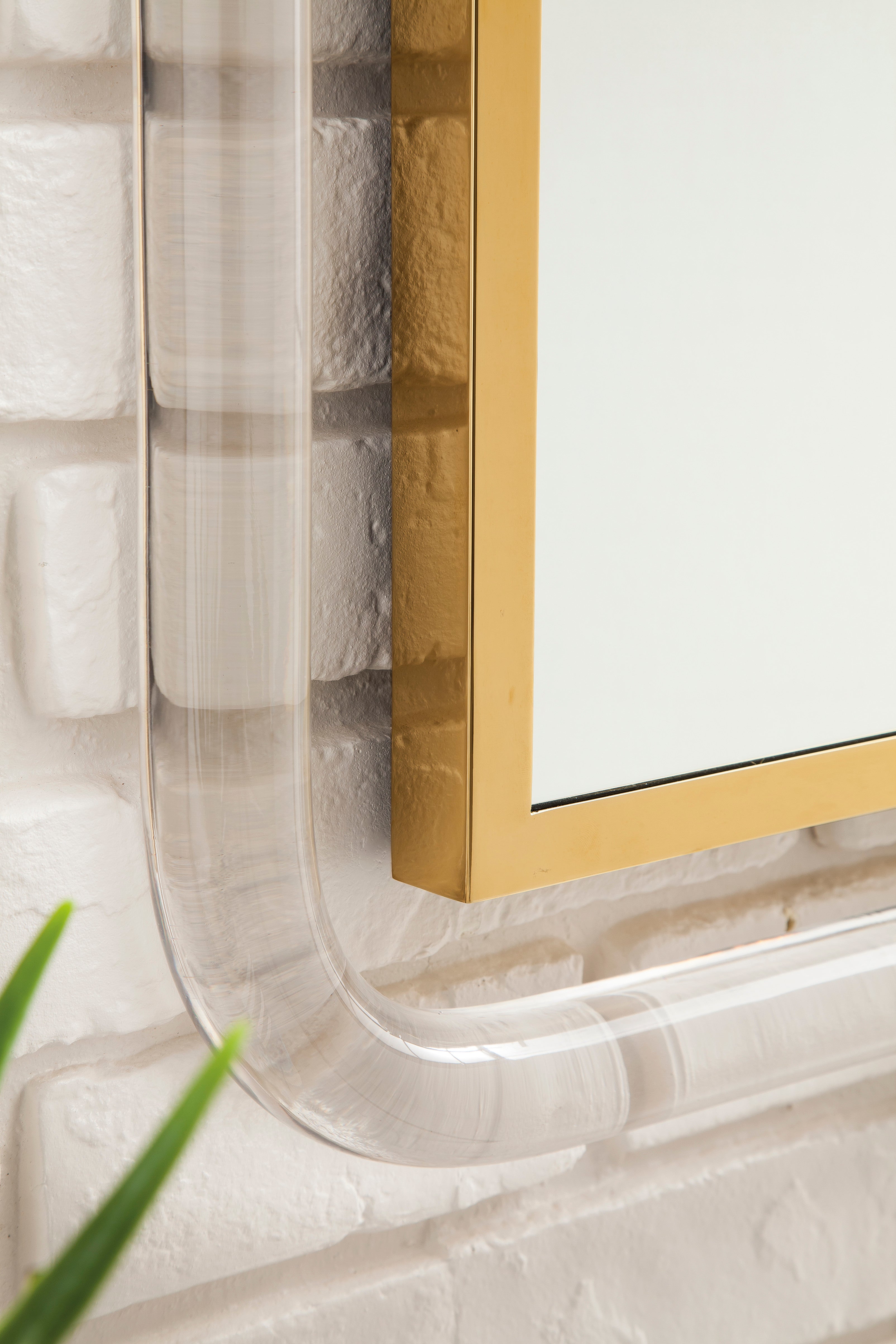 South Beach 30-Inch Mirror - Elegant Polished Gold & Lucite Design - Perfect for Bedroom, Bathroom, or Entryway Decor