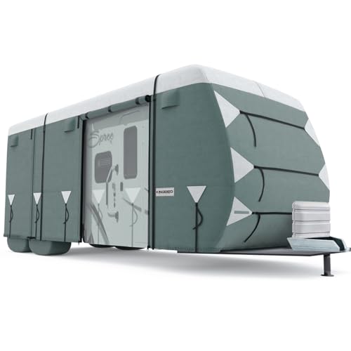 Travel Trailer Cover(White&Gray)