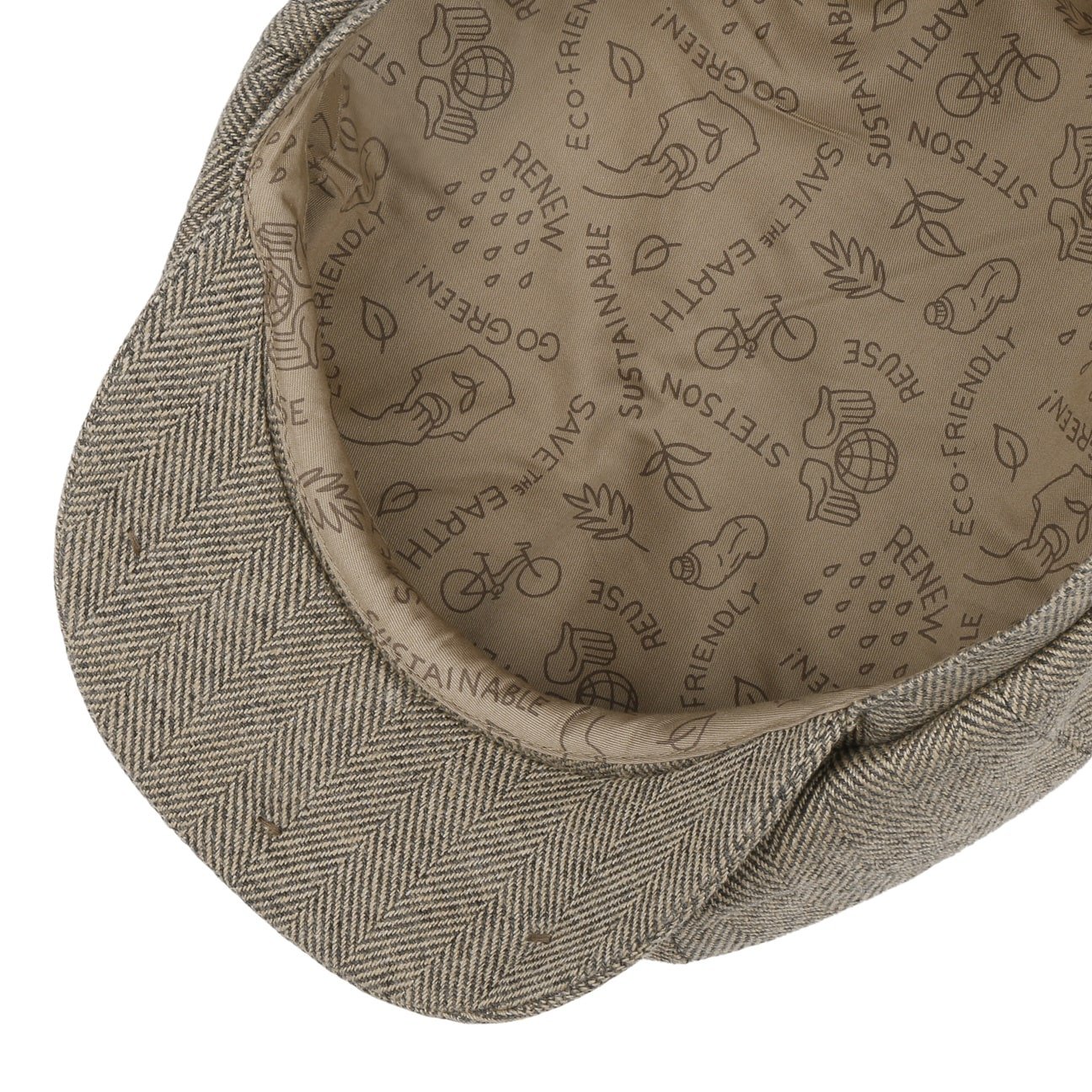 Stetson Hatteras Organic Herringbone Flat Cap for Men - Classic Wool Newsboy Hat for Outdoor Activities, Travel & Casual Wear