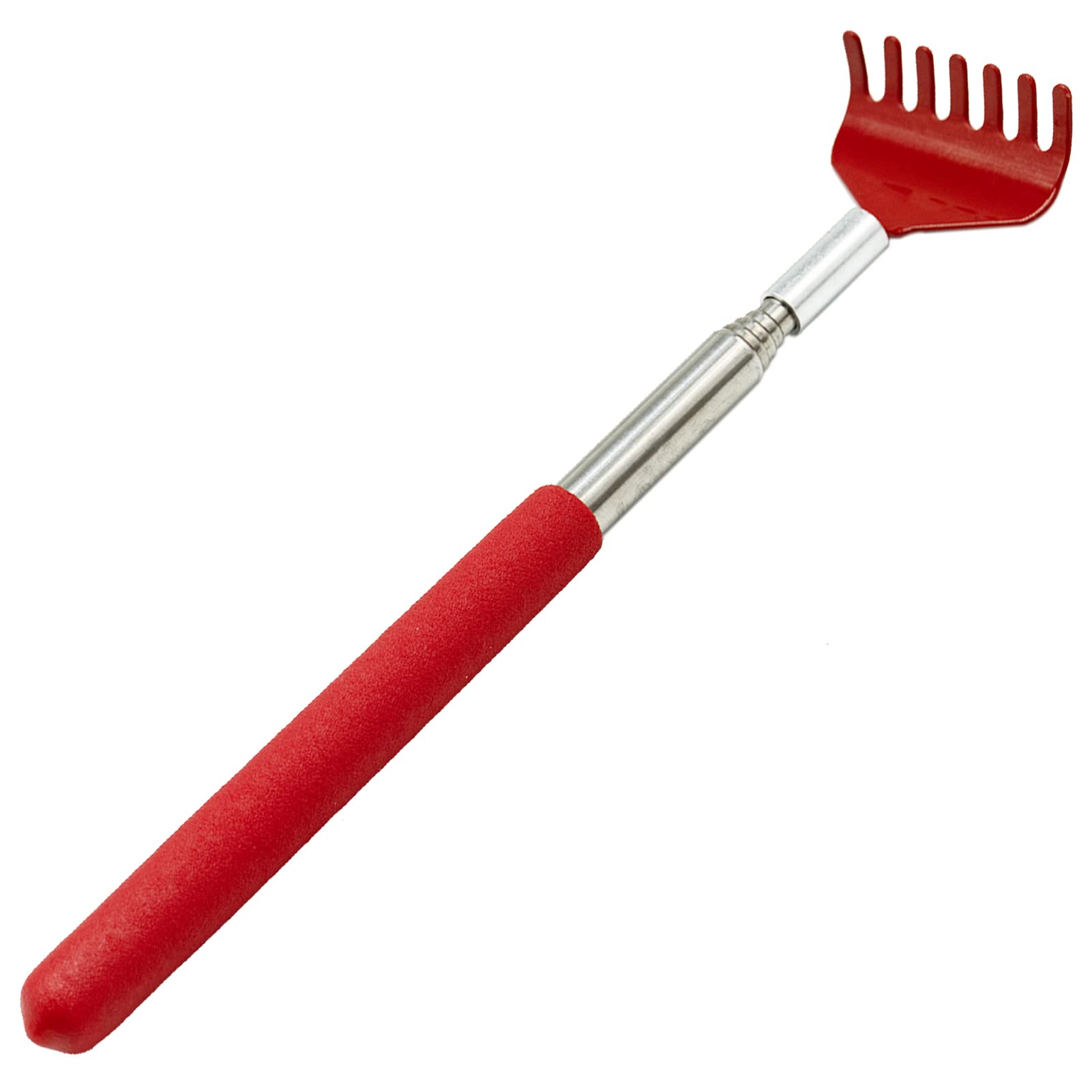 Premium Stainless Steel Telescopic Back Scratcher - Extendable Massage Tool for Itch Relief | Portable & Adjustable Handle for Men & Women | Perfect for Home, Office, Travel & Gift Giving (Red)