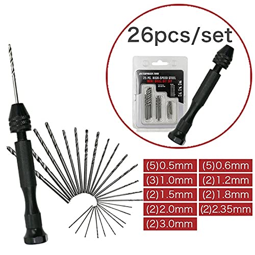 26Pcs Hand Drill Bits Set for Woodworking, Model Making, Resin & Jewelry - Mini Pin Vise Drill with Hole Maker Punch Tool - Perfect for DIY Crafts, Small Hole Drilling, and Detailed Jewelry Work