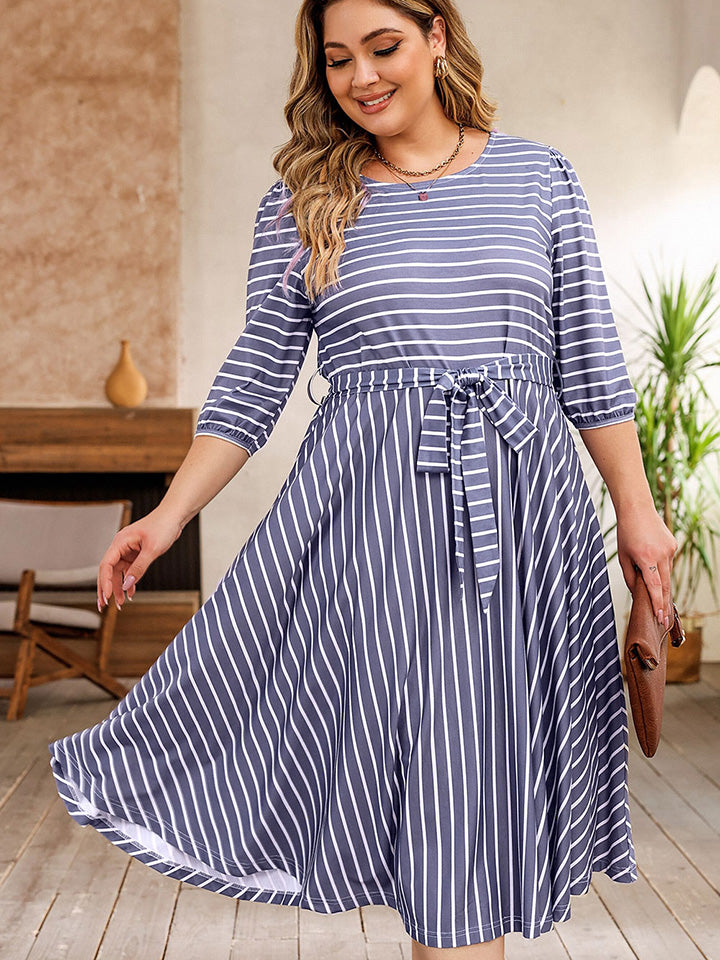 Plus Size Striped Summer Dress for Women - Flowy Comfortable Maxi Dress with Pockets | Perfect for Beach Vacations, Casual Outings & Summer Parties