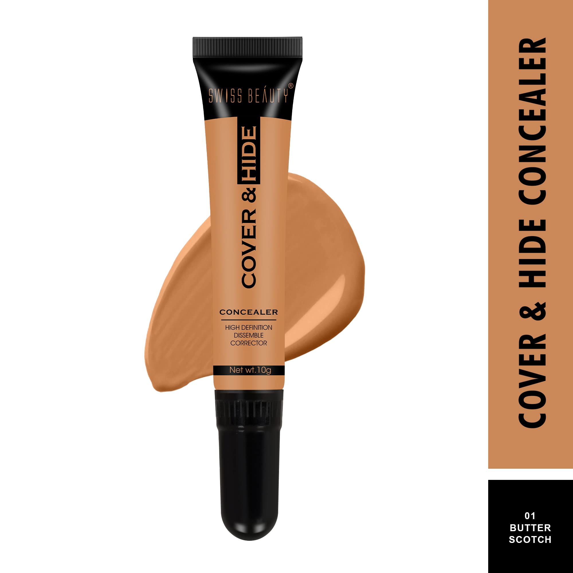 SWISS BEAUTY Cover & Hide Concealer - Lightweight, Long-Lasting, Blendable - Butter Scotch Shade (10g) Matte Cream Finish | Perfect for Dark Circles, Blemishes & Under Eye Coverage | Everyday Makeup & Professional Use
