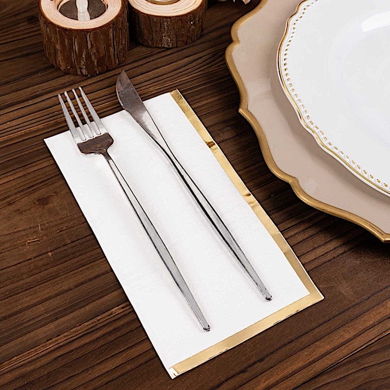 50 Premium Soft 2-Ply Dinner Napkins with Elegant Gold Foil Edge - Perfect for Weddings, Parties & Fine Dining Table Settings