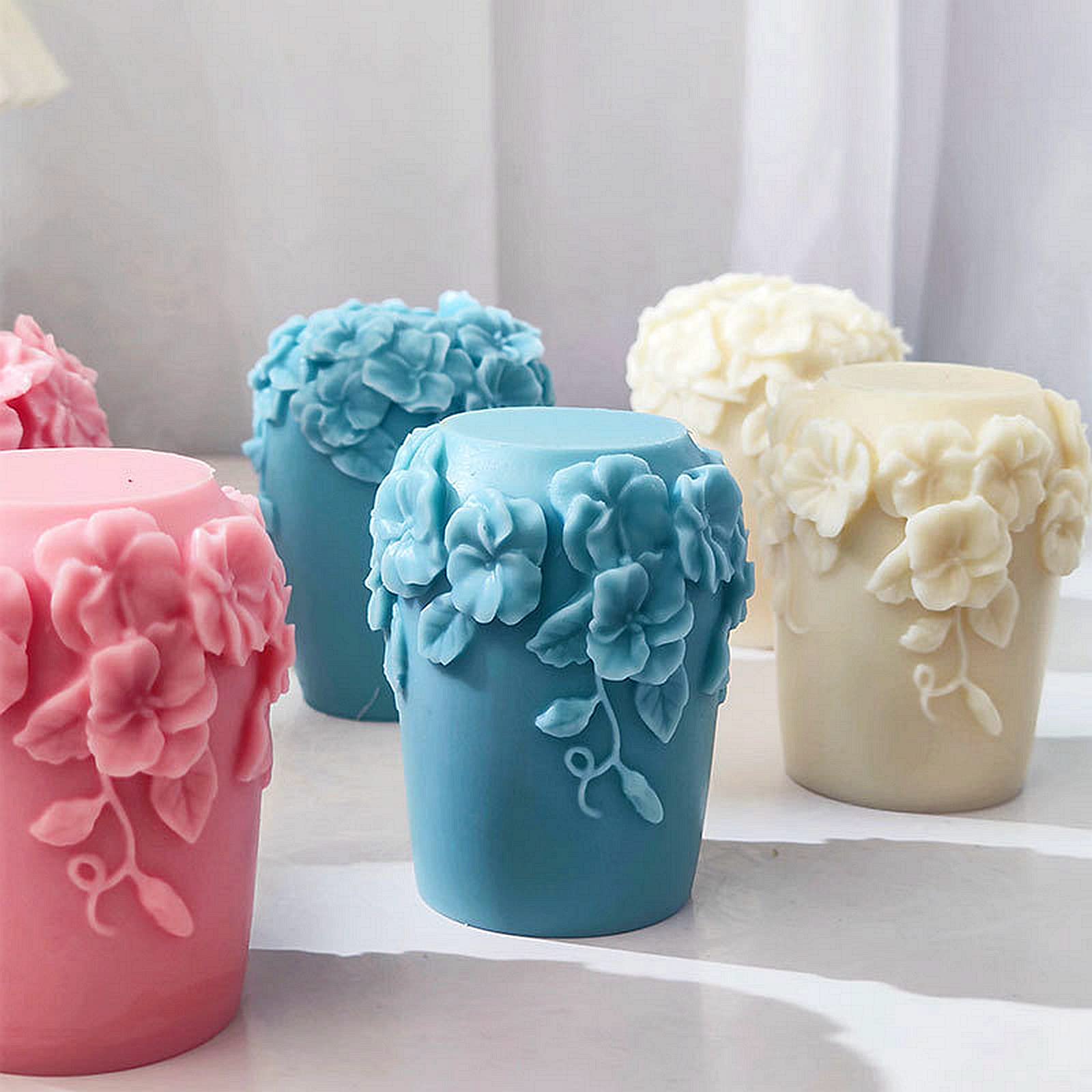 3D Rattan Flower Silicone Candle Molds - DIY Aromatherapy Candle Making, Handmade Soap & Wax Melts - Perfect for Home Decor, Wedding Centerpieces & Spa Relaxation (Set of 3)