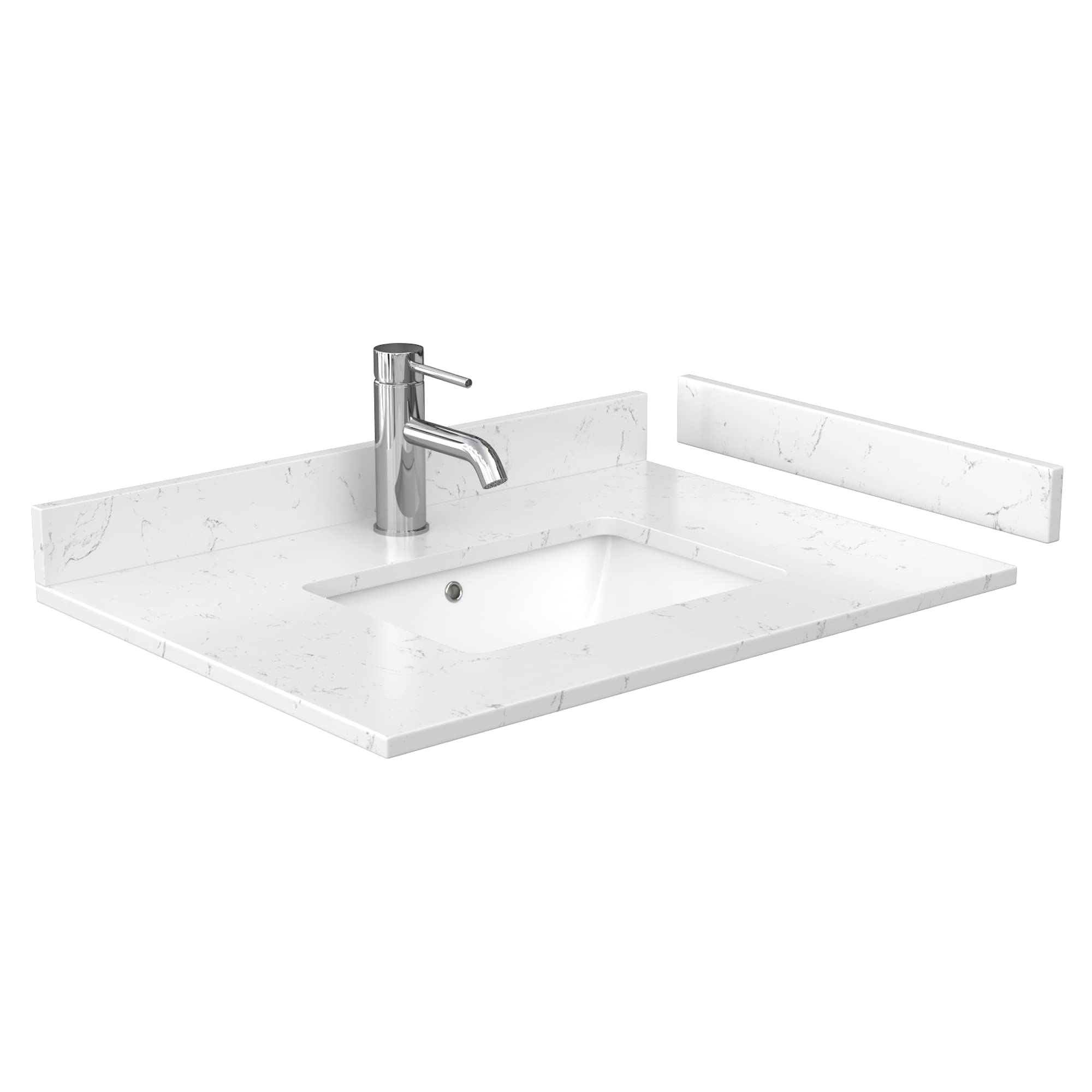 Wyndham Collection Miranda 30 Inch White Bathroom Vanity with Light-Vein Carrara Cultured Marble Countertop & Undermount Square Sink - Matte Black Trim for Modern Bathroom Renovation & Home Upgrade