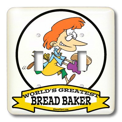 Funny World's Greatest Bread Baker Female Cartoon Double Toggle Switch - 3D Printed Kitchen Decor for Coffee Shops & Bakeries