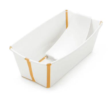 Stokke Flexi Bath Baby Bathtub with Heat Sensitive Plug & Newborn Insert - Foldable Infant Tub for Safe Bathing at Home or Travel