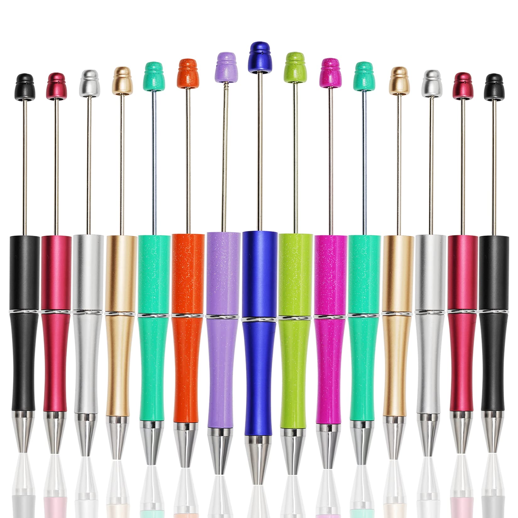 15Pcs Beadable Ballpoint Pens - DIY Cute Beaded Pens for Students, Teachers, Bridal & Graduation Gifts - Black Ink Office School Supplies - Perfect for Classroom, Party Favors & Creative Writing