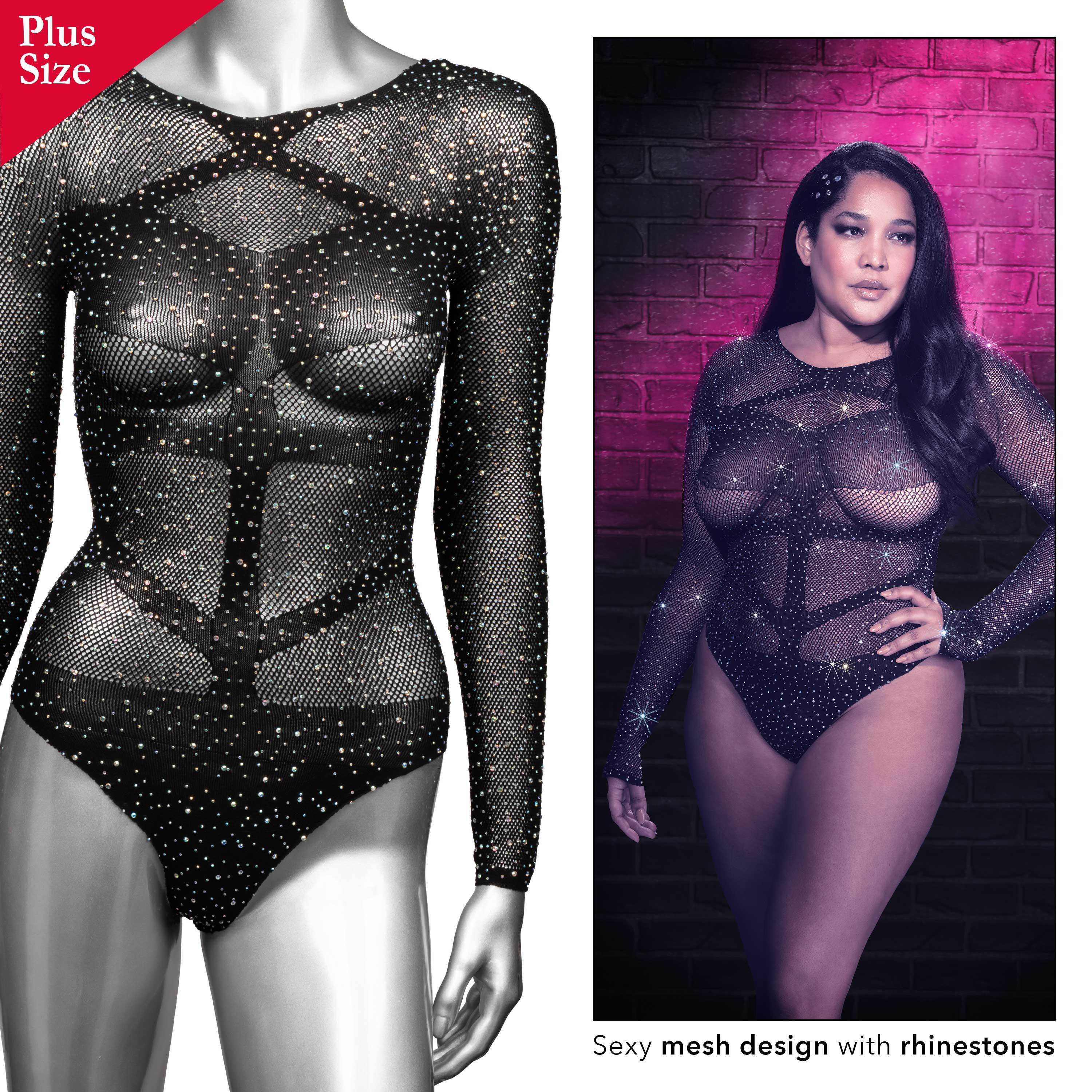 Radiance Long Sleeve Bodysuit for Women - Queen Size Black - Perfect for Layering, Workwear & Evening Outfits