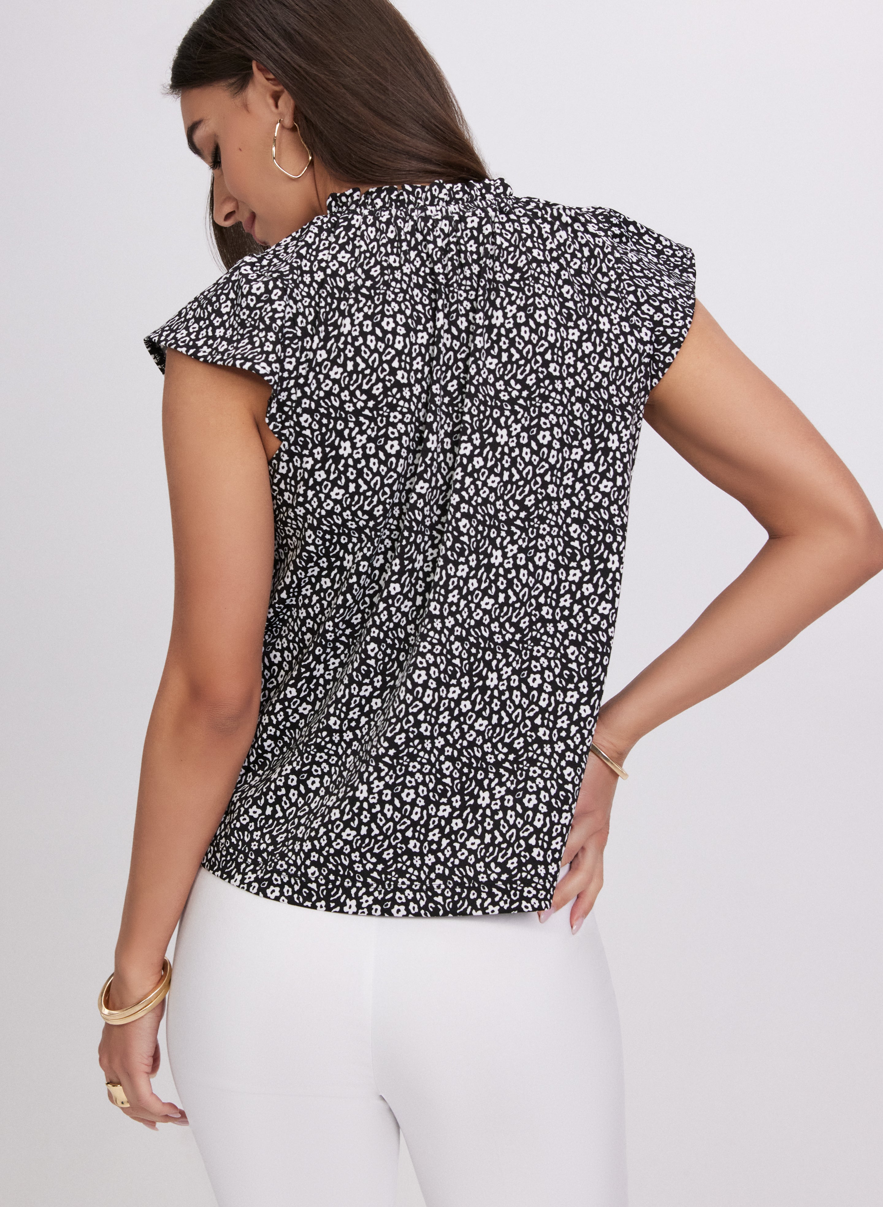 Floral Print Flutter Sleeve Blouse for Women - Elegant Boho Chic Tops for Spring Summer Outfits, Date Nights & Vacations