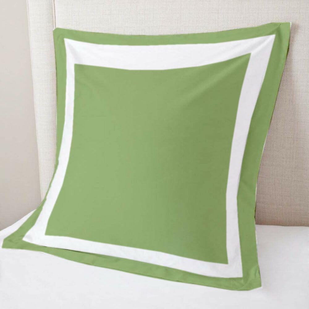 Luxury 600 Thread Count 100% Organic Cotton King Size Pillow Sham - Moss Dual Tone Decorative Cushion Cover 20x36 Inches - Soft Bedroom Accent for Sofa, Bed & Home Decor