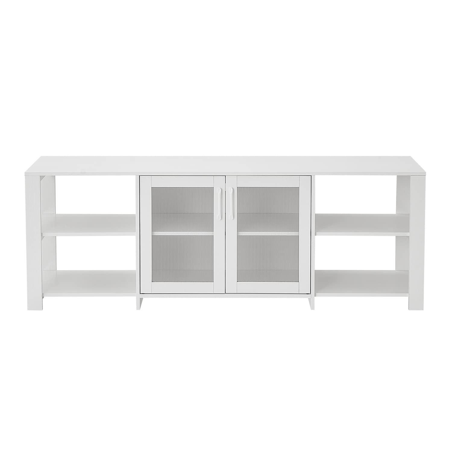 Panana 70 Inch TV Stand with 2 Doors & 4 Storage Cubby - Modern Entertainment Center TV Console for Living Room & Bedroom - Perfect for Organizing Media Devices & Home Decor (White) - Ideal for Small Spaces & Apartment Living