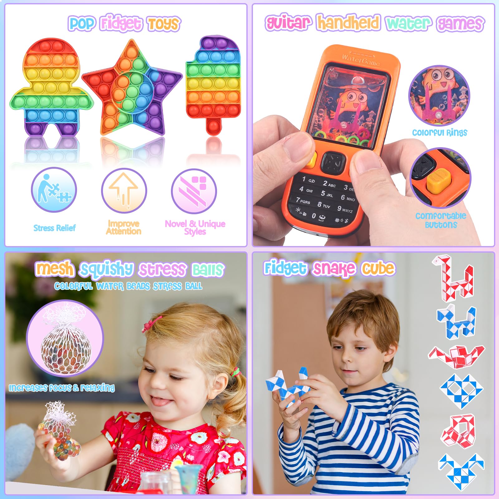 68 Pack Fidget Toys for Kids - Sensory Stress Relief Toys, Classroom Prizes, Treasure Box & Carnival Party Favors - Pinata Fillers & Goodie Bag Stuffers for Boys Girls Ages 3-8 (Great for ADHD, Anxiety Relief & Focus Improvement)