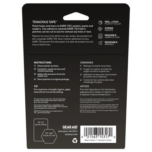 Gear Aid Tenacious Tape Gore-Tex Fabric Patches - Durable Repair for Jackets, Tents & Outdoor Gear - Waterproof Adhesive Patch for Hiking, Camping & Adventure Gear
