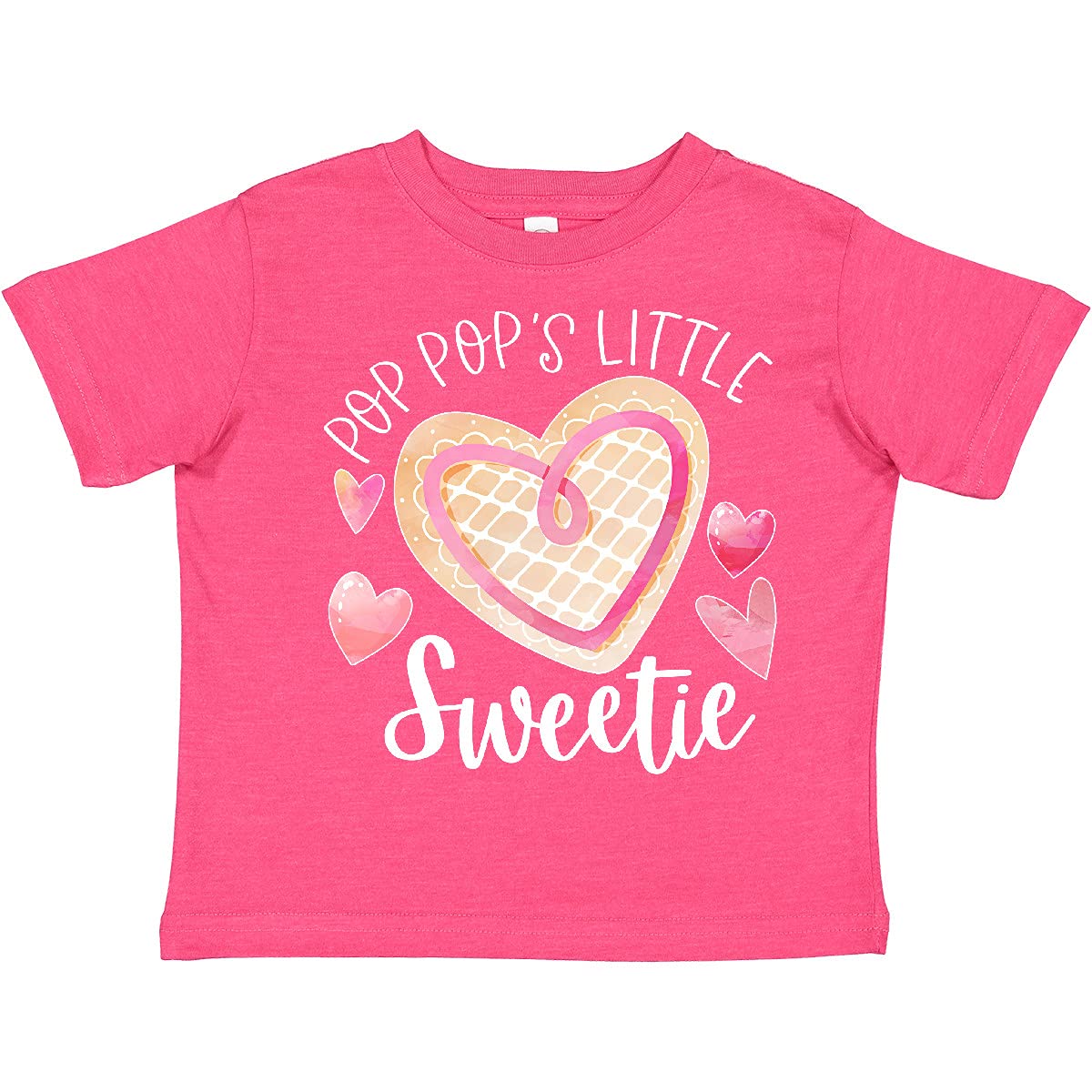 Inktastic Pop Pop's Little Sweetie Pink Heart Cookie Toddler T-Shirt - Cute Baby Girl Outfit for Grandparents Day, Birthday & Family Photos