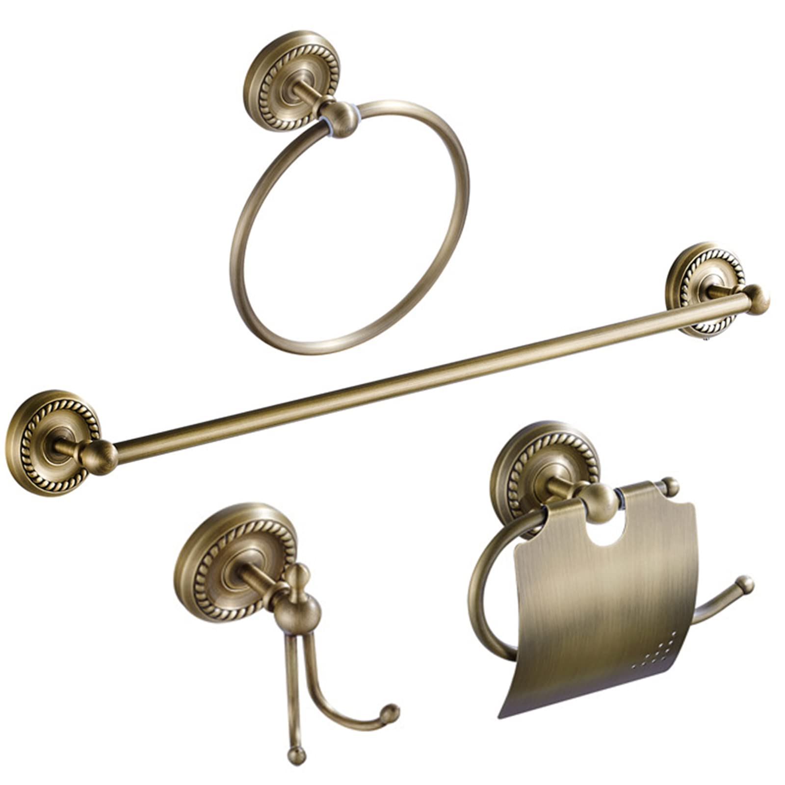4-Piece Bathroom Hardware Set - Antique Brass 23.6