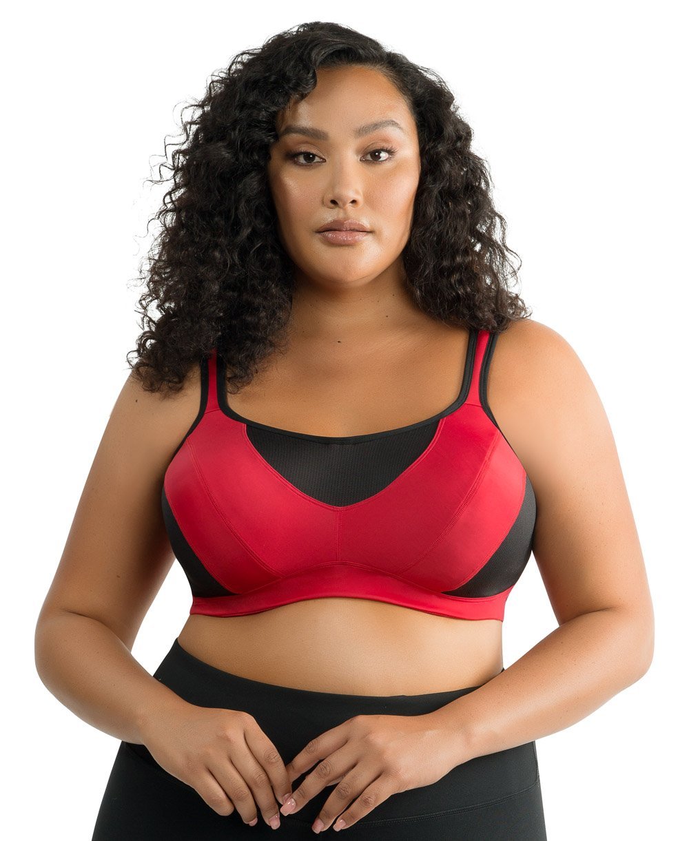 Parfait Dynamic Padded Performance Sports Bra - High Impact Support for Running & Workouts - Racing Red - Perfect for Gym, Yoga & Active Lifestyle